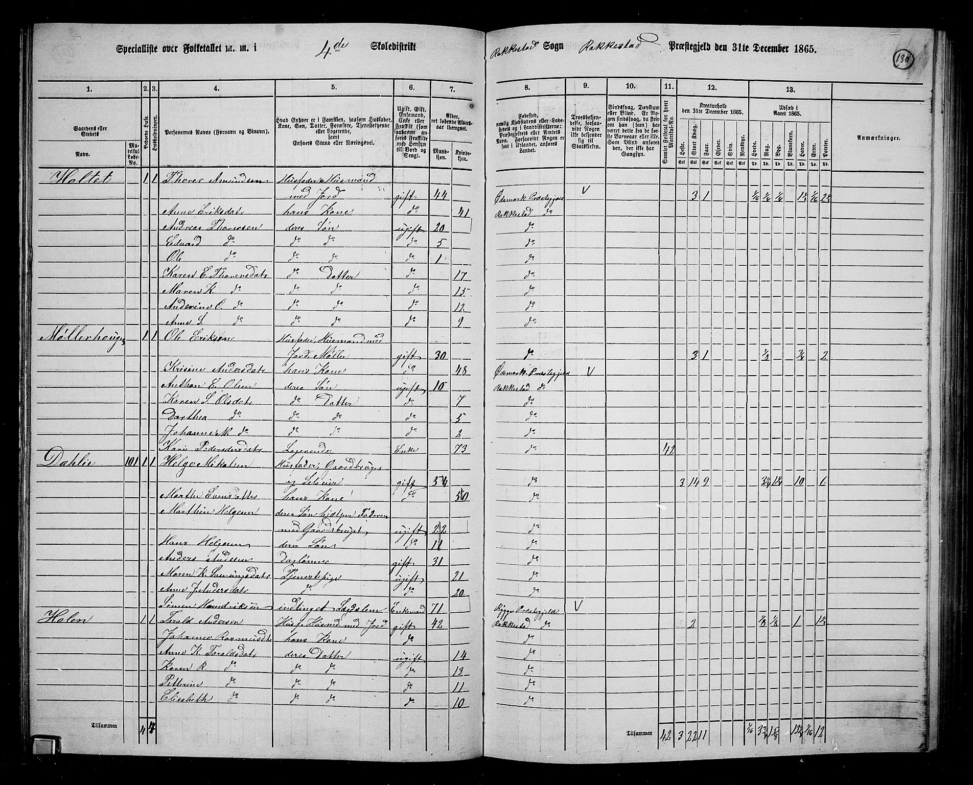 RA, Folketelling 1865 for 0128P Rakkestad prestegjeld, 1865, s. 128