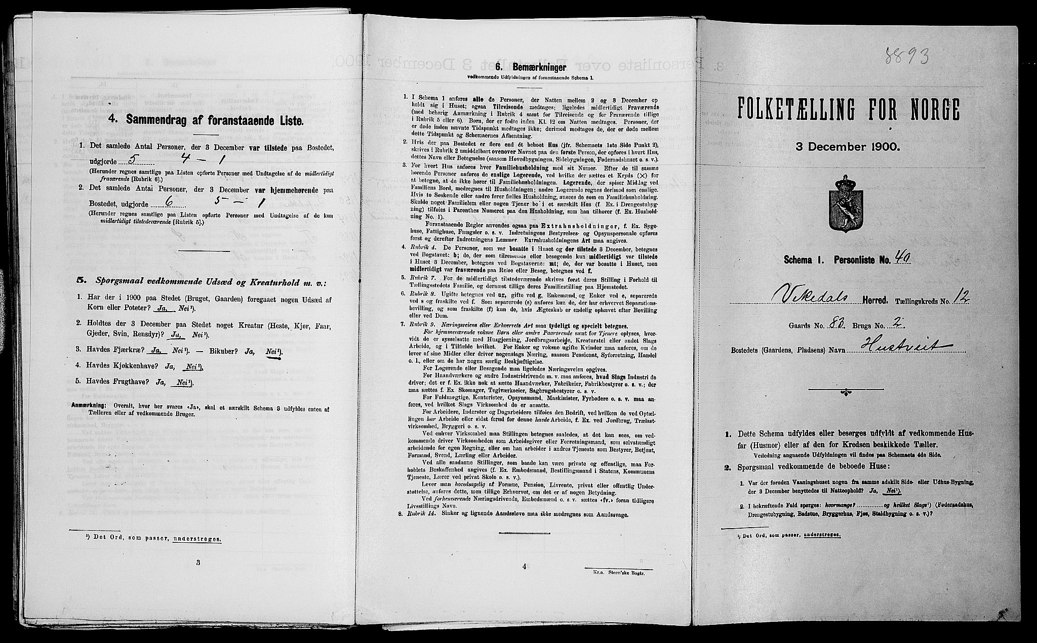 SAST, Folketelling 1900 for 1157 Vikedal herred, 1900, s. 949