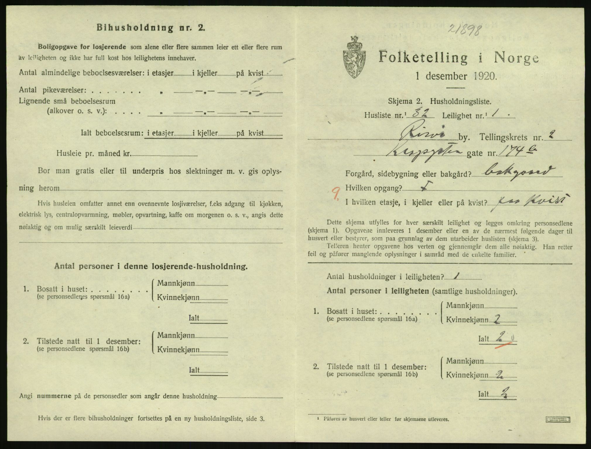 SAK, Folketelling 1920 for 0901 Risør kjøpstad, 1920, s. 2029