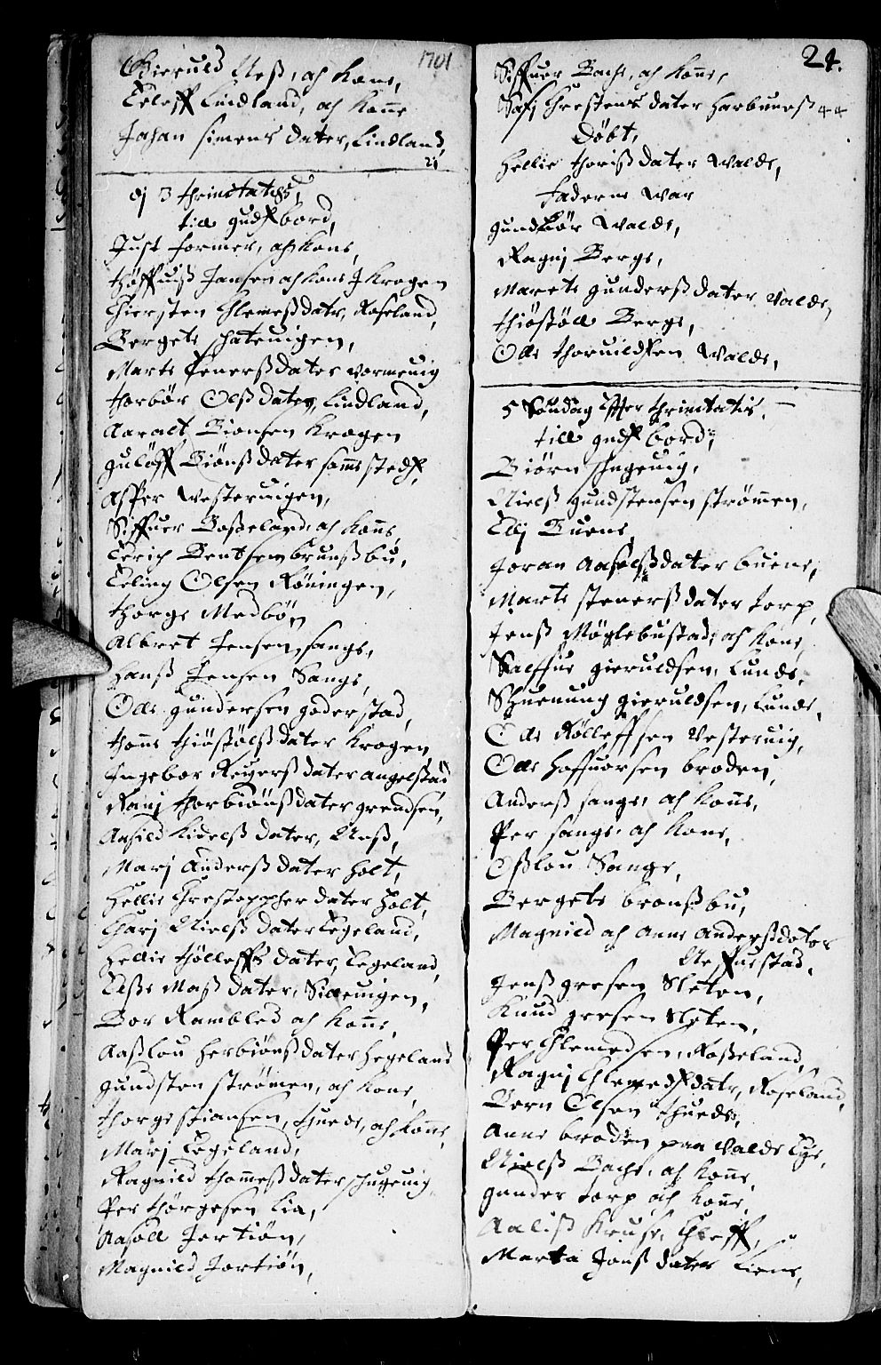 Holt sokneprestkontor, AV/SAK-1111-0021/F/Fb/L0001: Klokkerbok nr. B 1, 1699-1705, s. 24