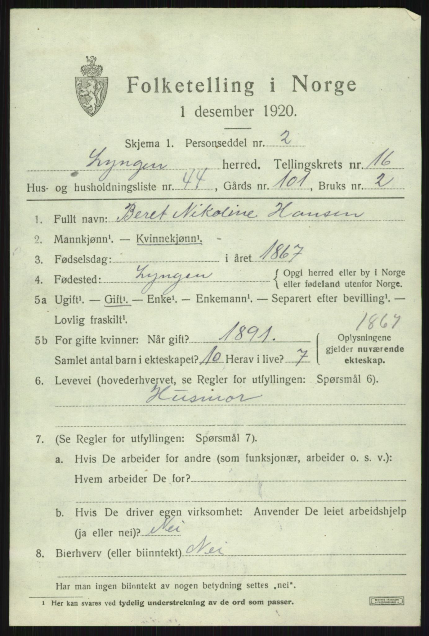 SATØ, Folketelling 1920 for 1938 Lyngen herred, 1920, s. 13797