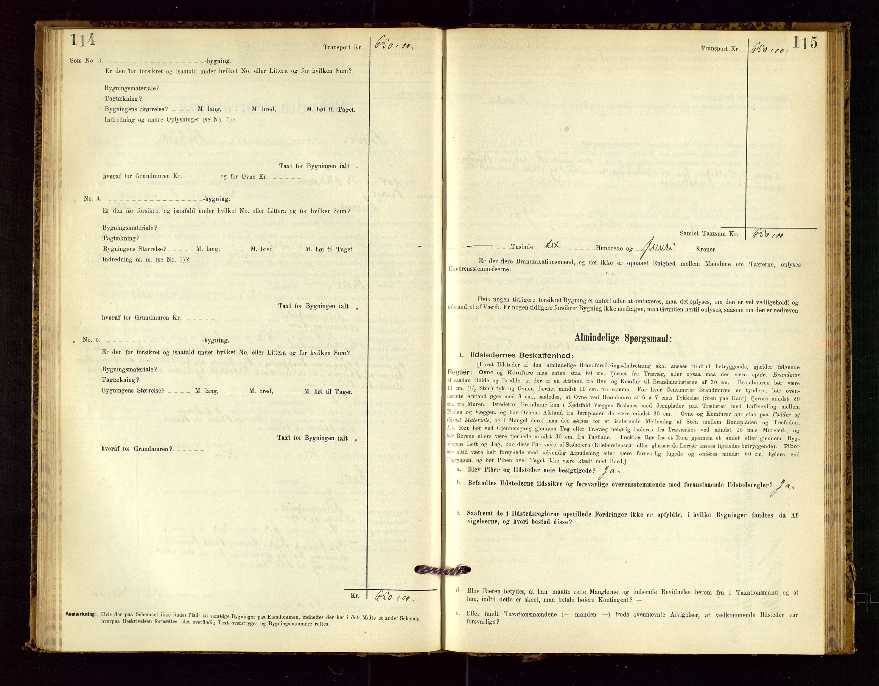 Suldal lensmannskontor, SAST/A-100419/Gob/L0001: "Brandtaxationsprotokol", 1894-1923, s. 114-115