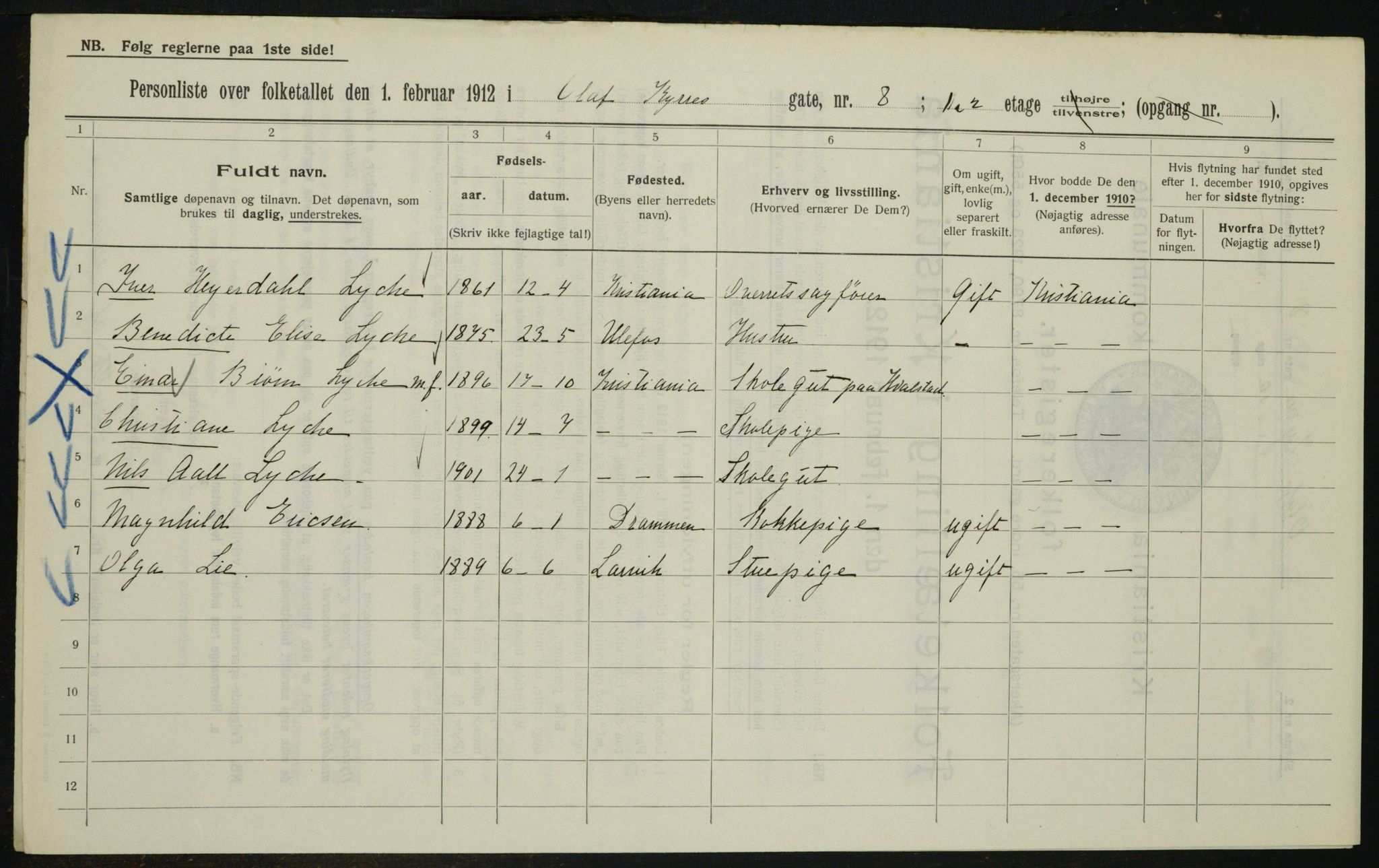 OBA, Kommunal folketelling 1.2.1912 for Kristiania, 1912, s. 75981