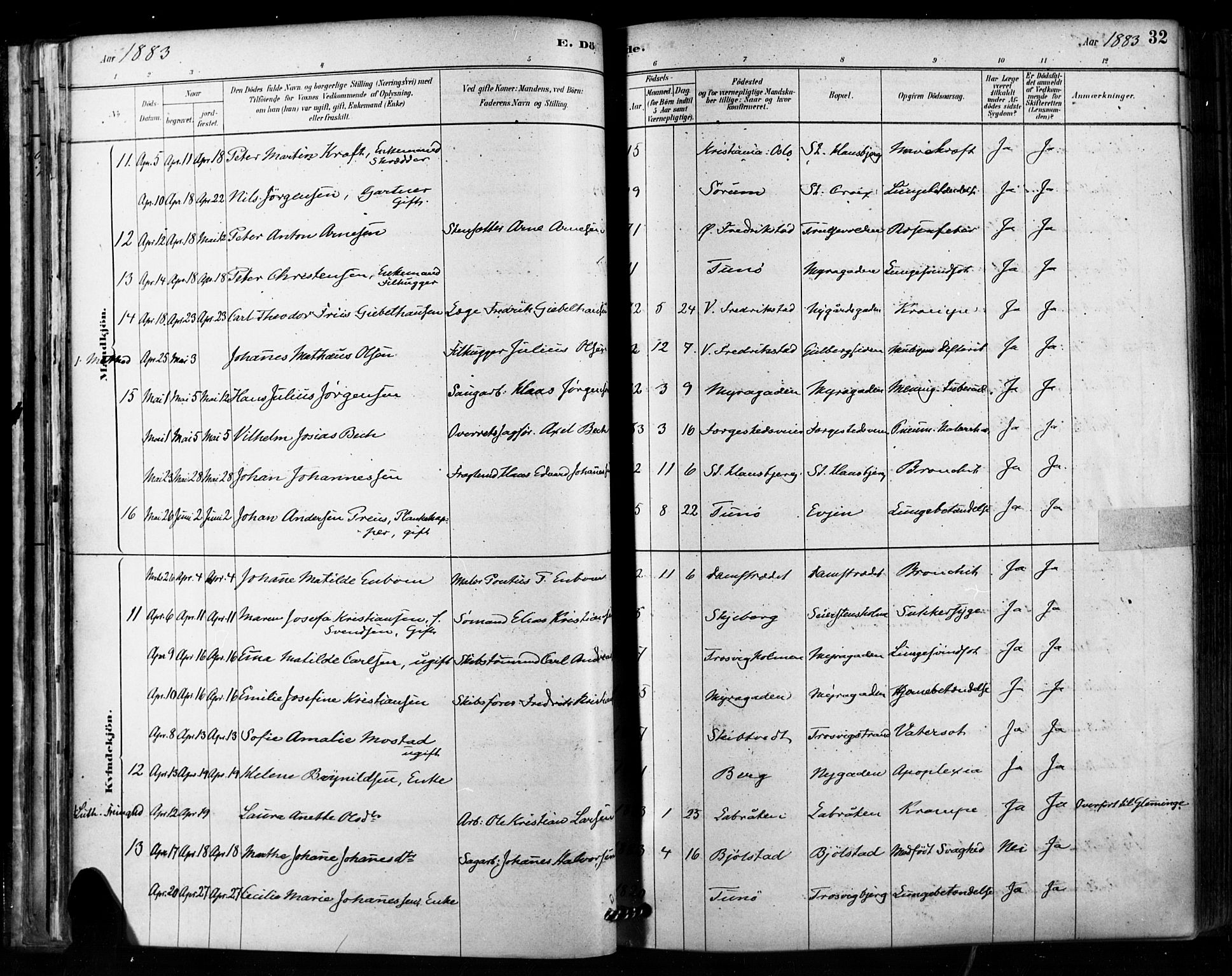 Fredrikstad domkirkes prestekontor Kirkebøker, AV/SAO-A-10906/F/Fa/L0003: Ministerialbok nr. 3, 1878-1904, s. 32
