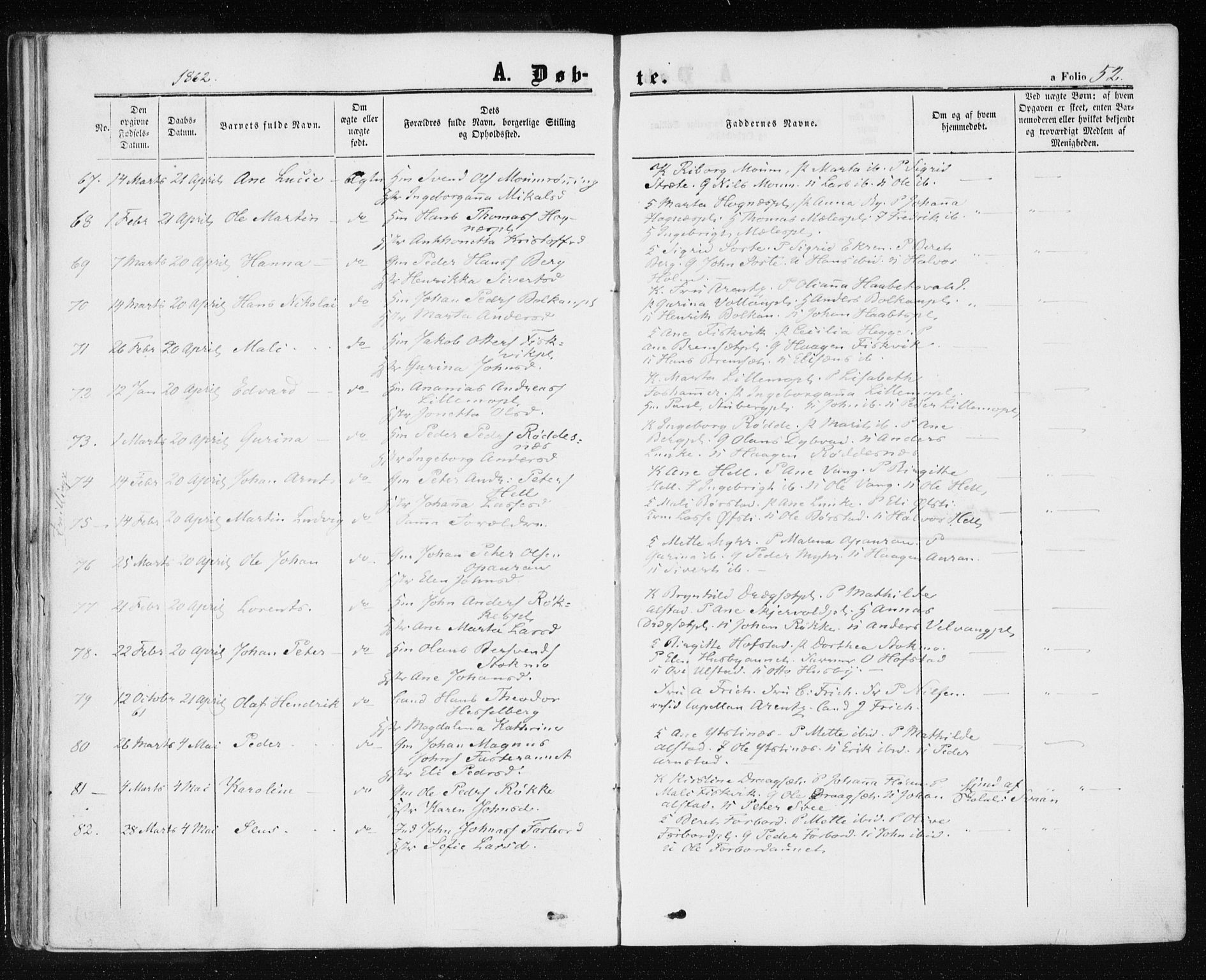 Ministerialprotokoller, klokkerbøker og fødselsregistre - Nord-Trøndelag, SAT/A-1458/709/L0075: Ministerialbok nr. 709A15, 1859-1870, s. 52