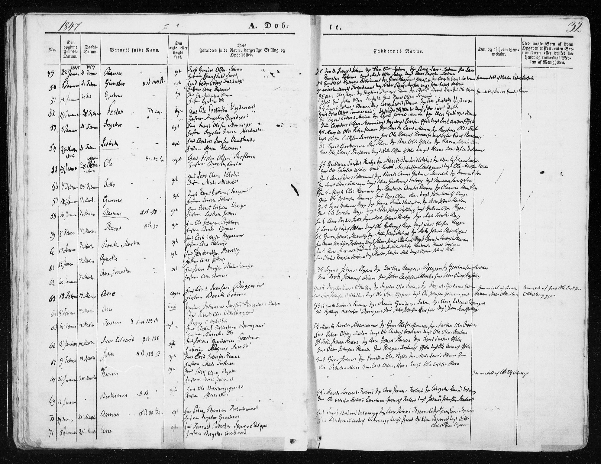 Ministerialprotokoller, klokkerbøker og fødselsregistre - Nord-Trøndelag, AV/SAT-A-1458/709/L0074: Ministerialbok nr. 709A14, 1845-1858, s. 32