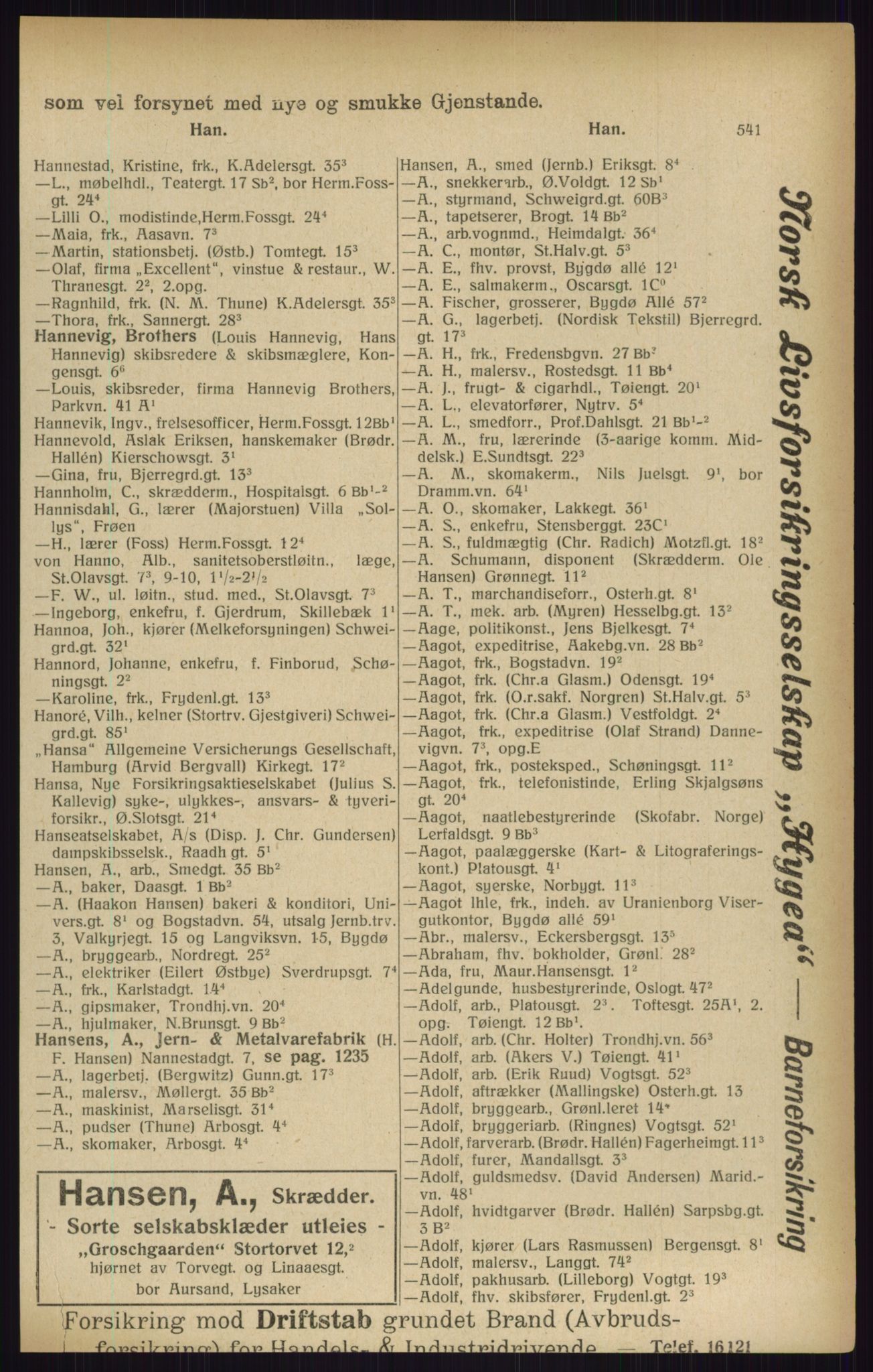 Kristiania/Oslo adressebok, PUBL/-, 1916, s. 541