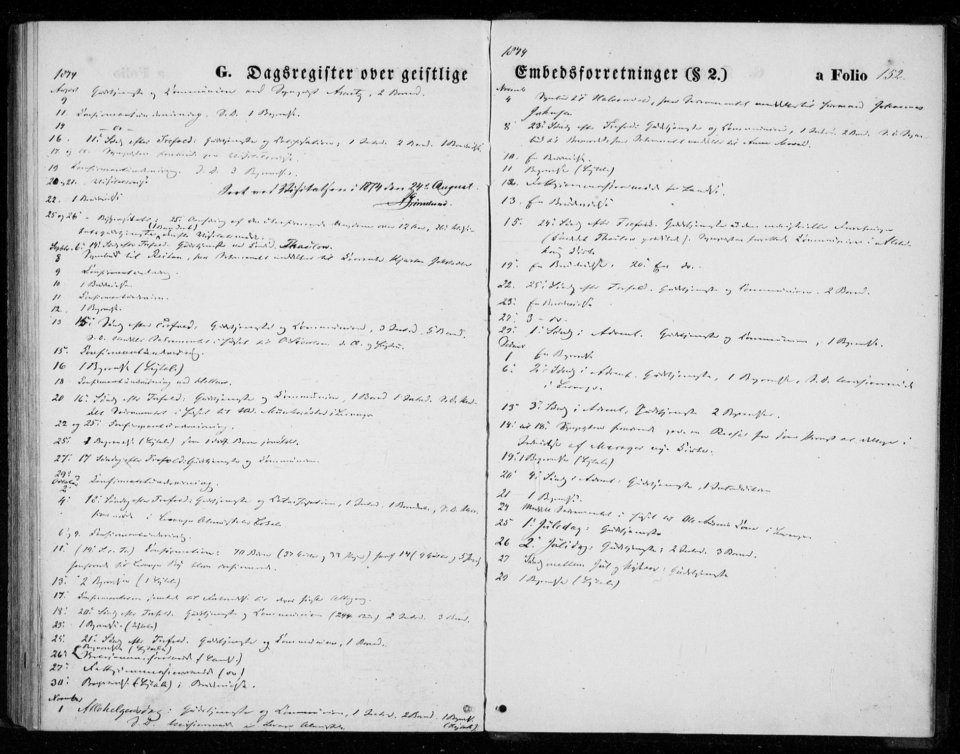 Ministerialprotokoller, klokkerbøker og fødselsregistre - Nord-Trøndelag, AV/SAT-A-1458/720/L0186: Ministerialbok nr. 720A03, 1864-1874, s. 152