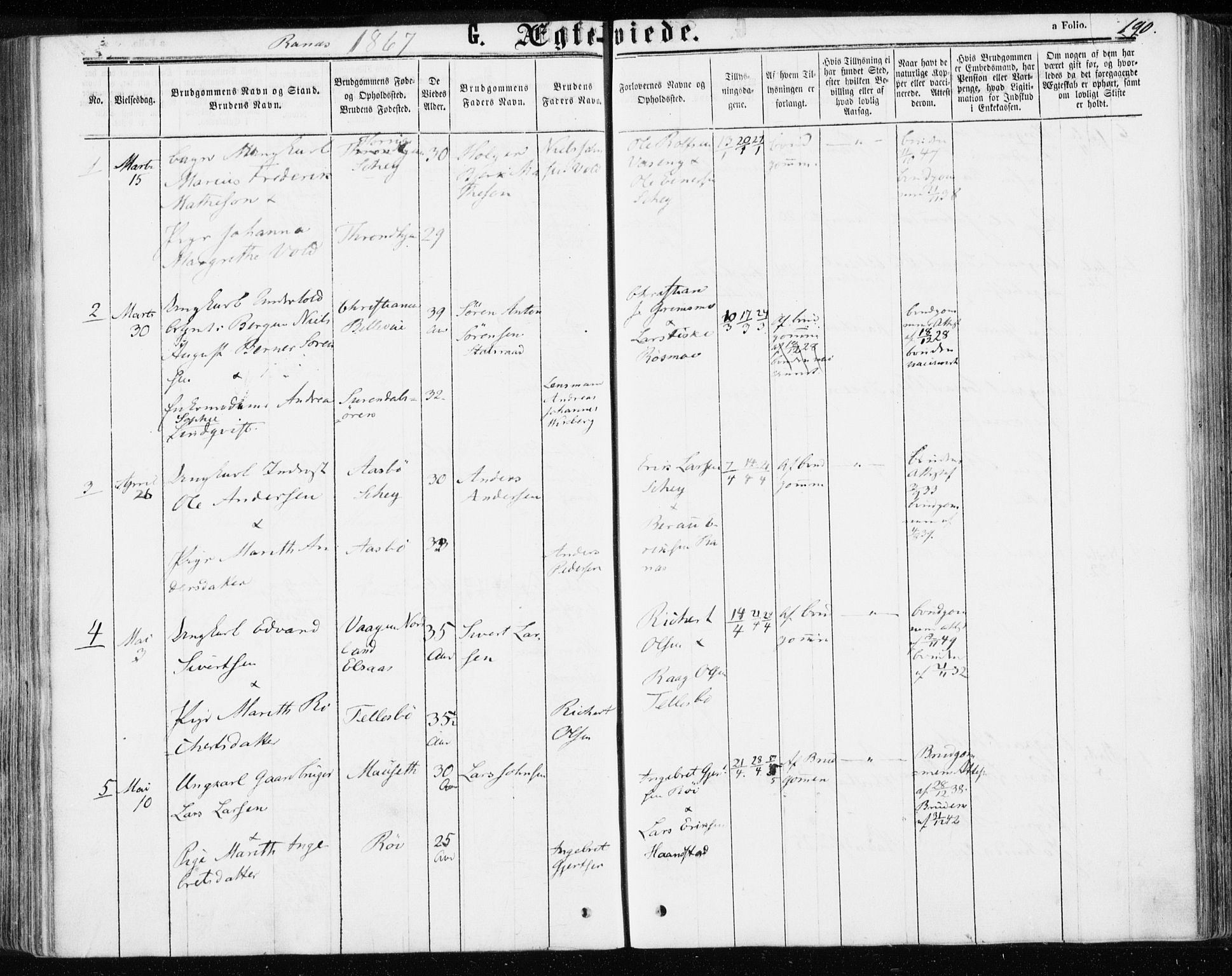 Ministerialprotokoller, klokkerbøker og fødselsregistre - Møre og Romsdal, AV/SAT-A-1454/595/L1045: Ministerialbok nr. 595A07, 1863-1873, s. 190