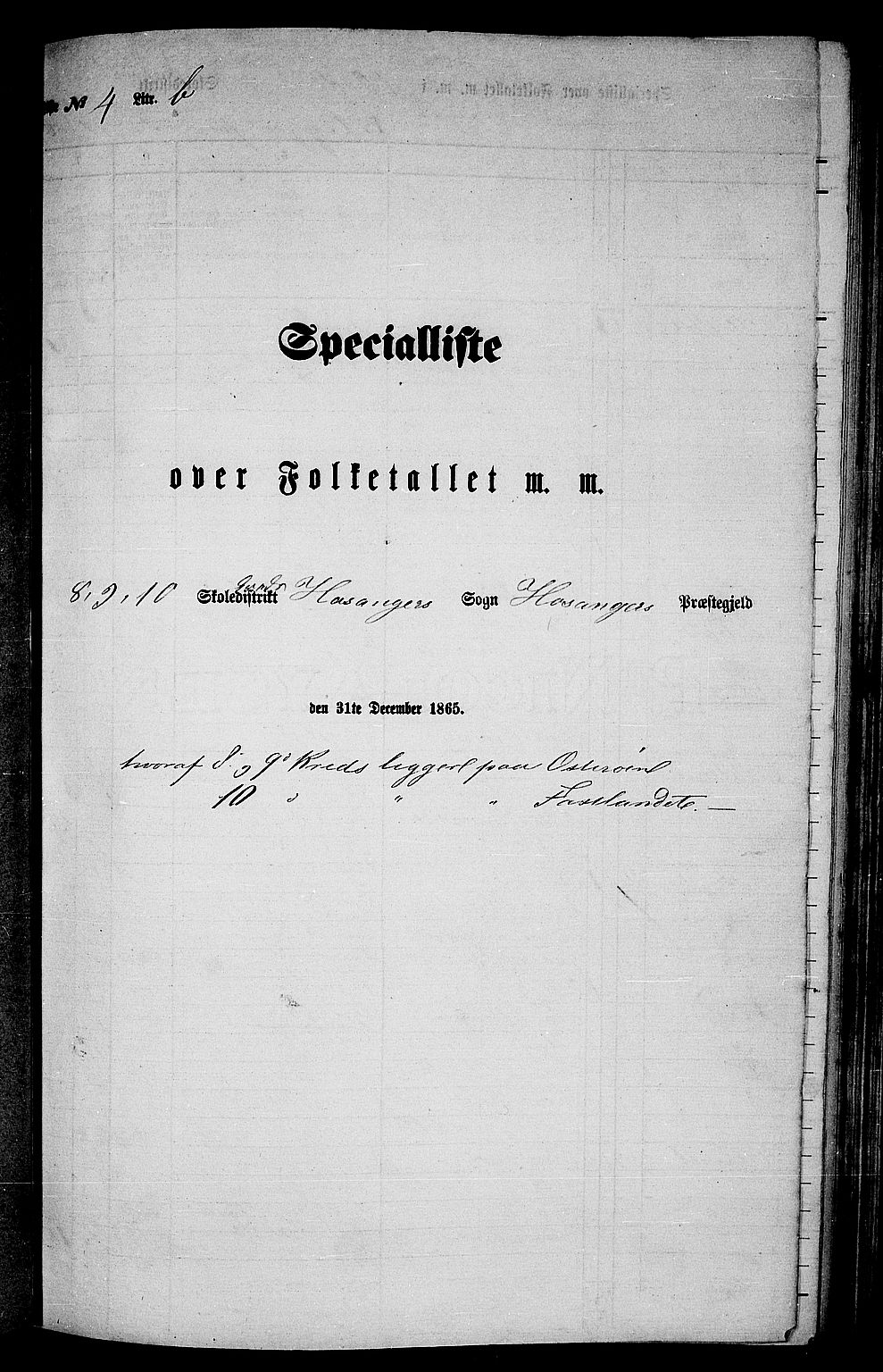 RA, Folketelling 1865 for 1253P Hosanger prestegjeld, 1865, s. 73