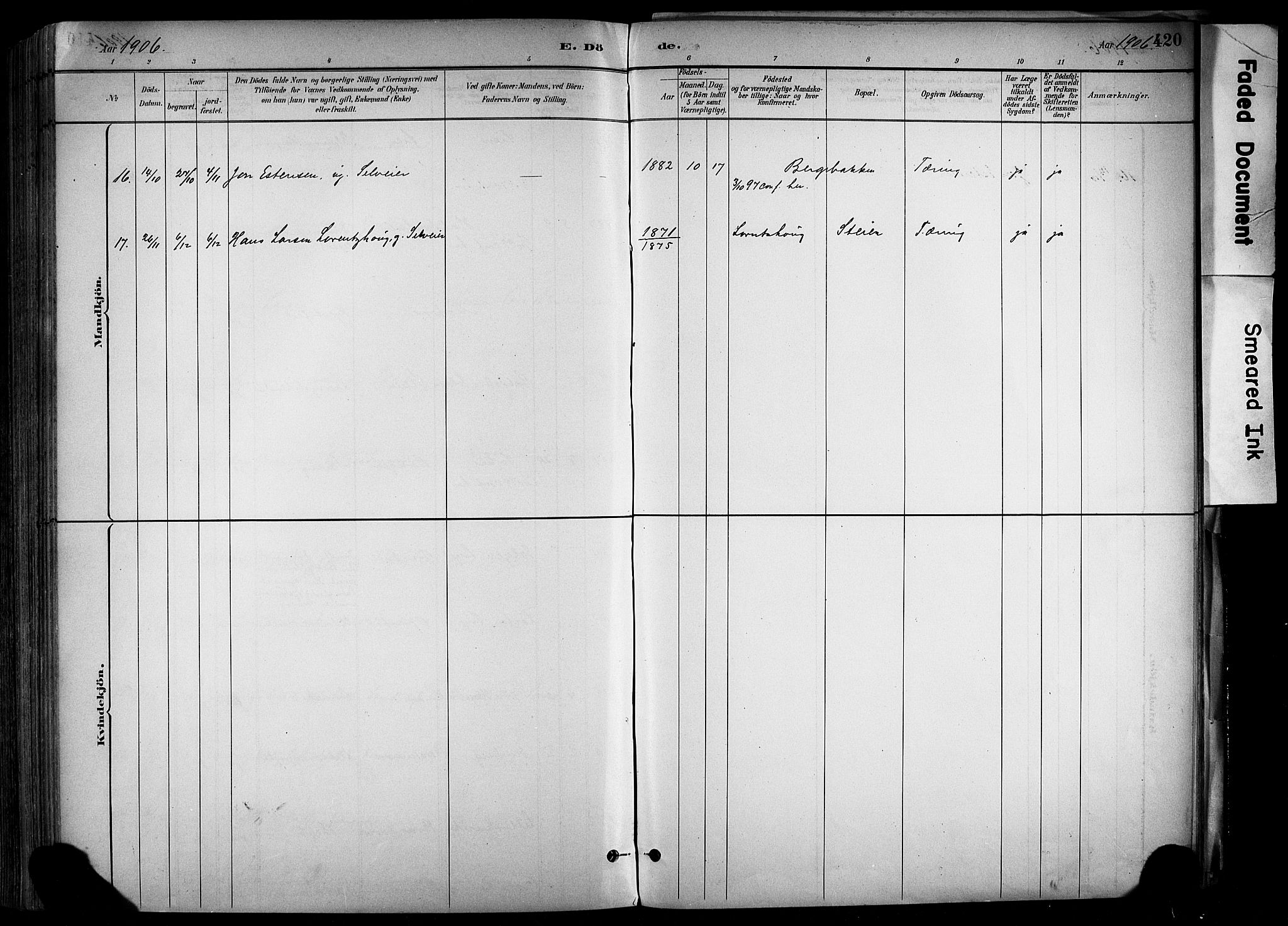 Alvdal prestekontor, SAH/PREST-060/H/Ha/Haa/L0002: Ministerialbok nr. 2, 1883-1906, s. 420