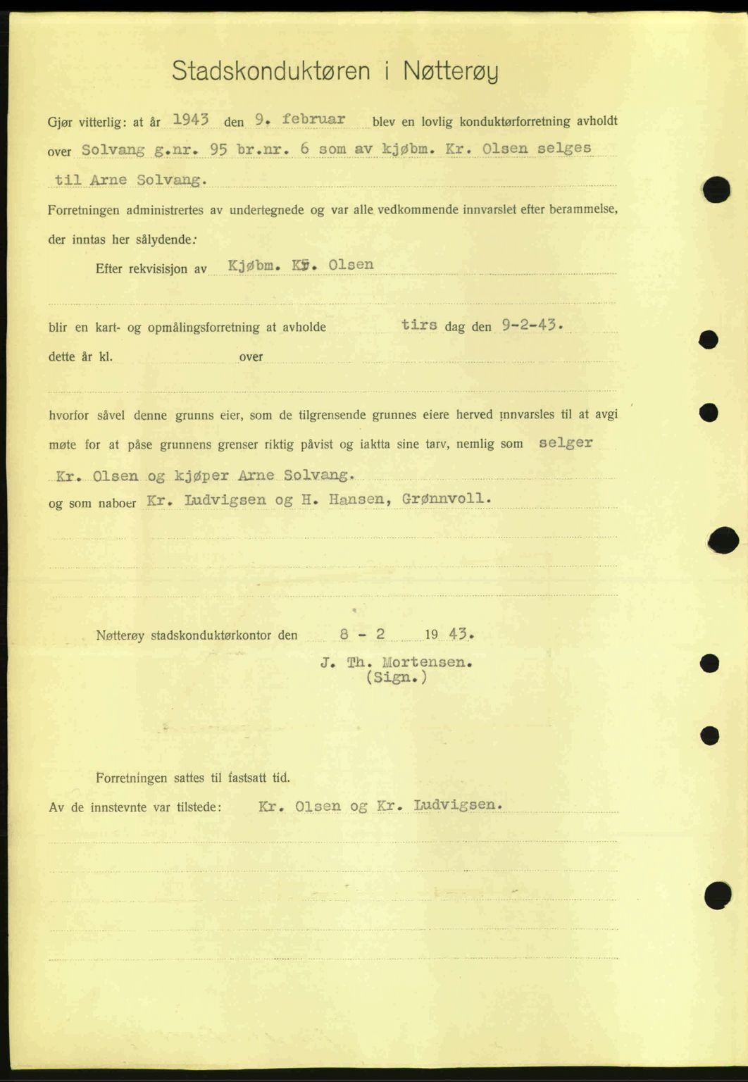 Tønsberg sorenskriveri, AV/SAKO-A-130/G/Ga/Gaa/L0013: Pantebok nr. A13, 1943-1943, Dagboknr: 803/1943