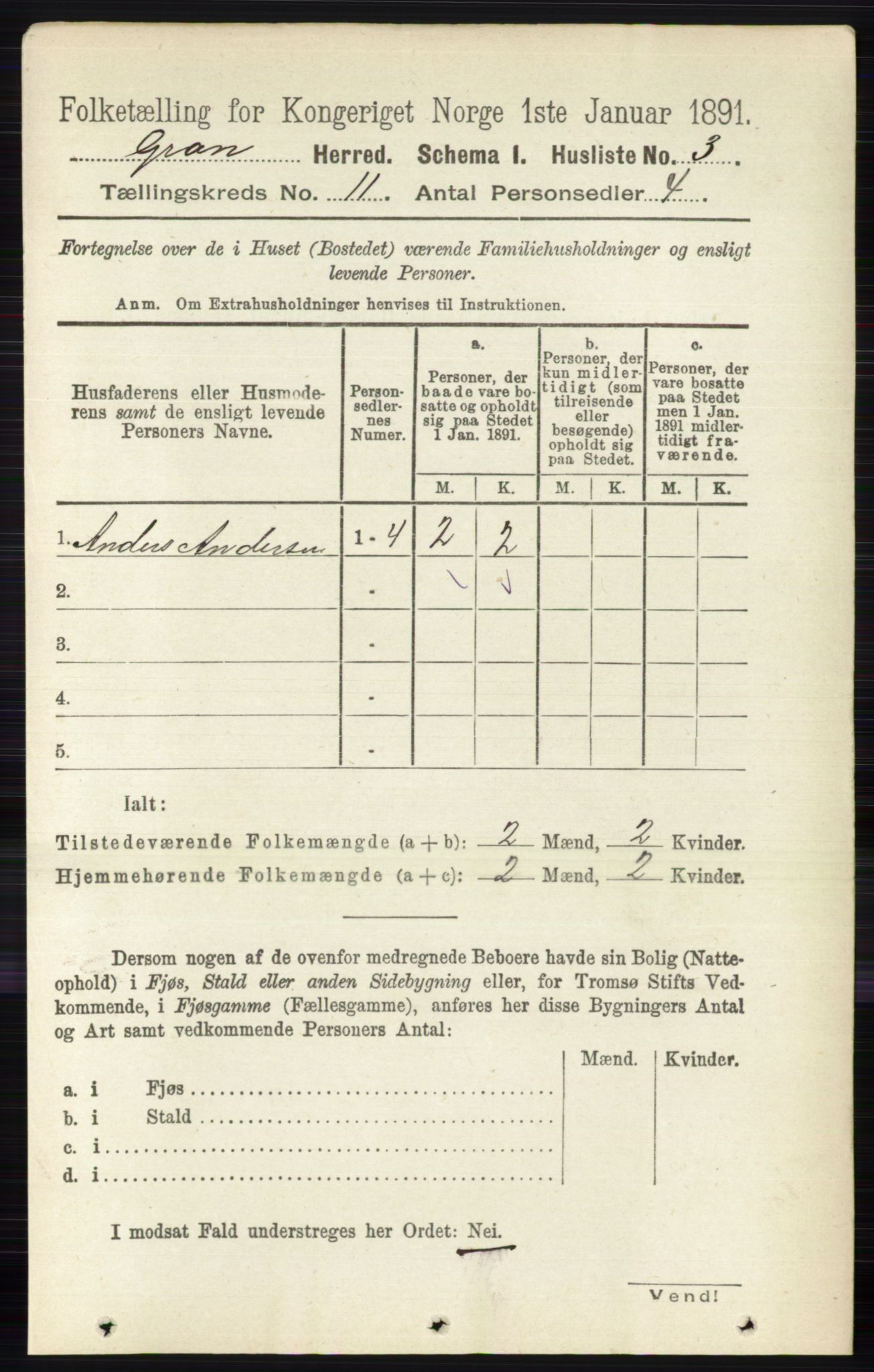 RA, Folketelling 1891 for 0534 Gran herred, 1891, s. 5361