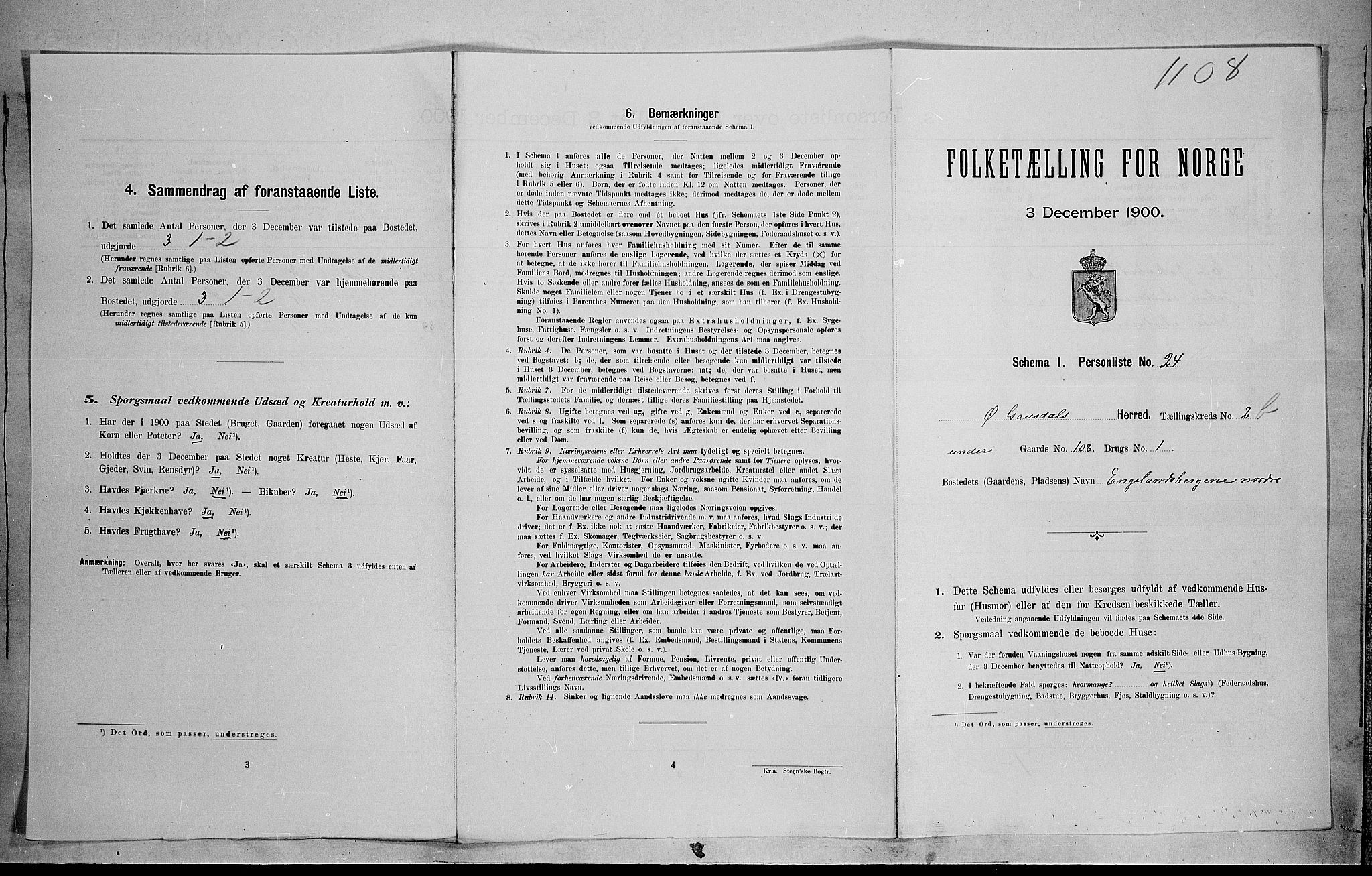 SAH, Folketelling 1900 for 0522 Østre Gausdal herred, 1900, s. 419