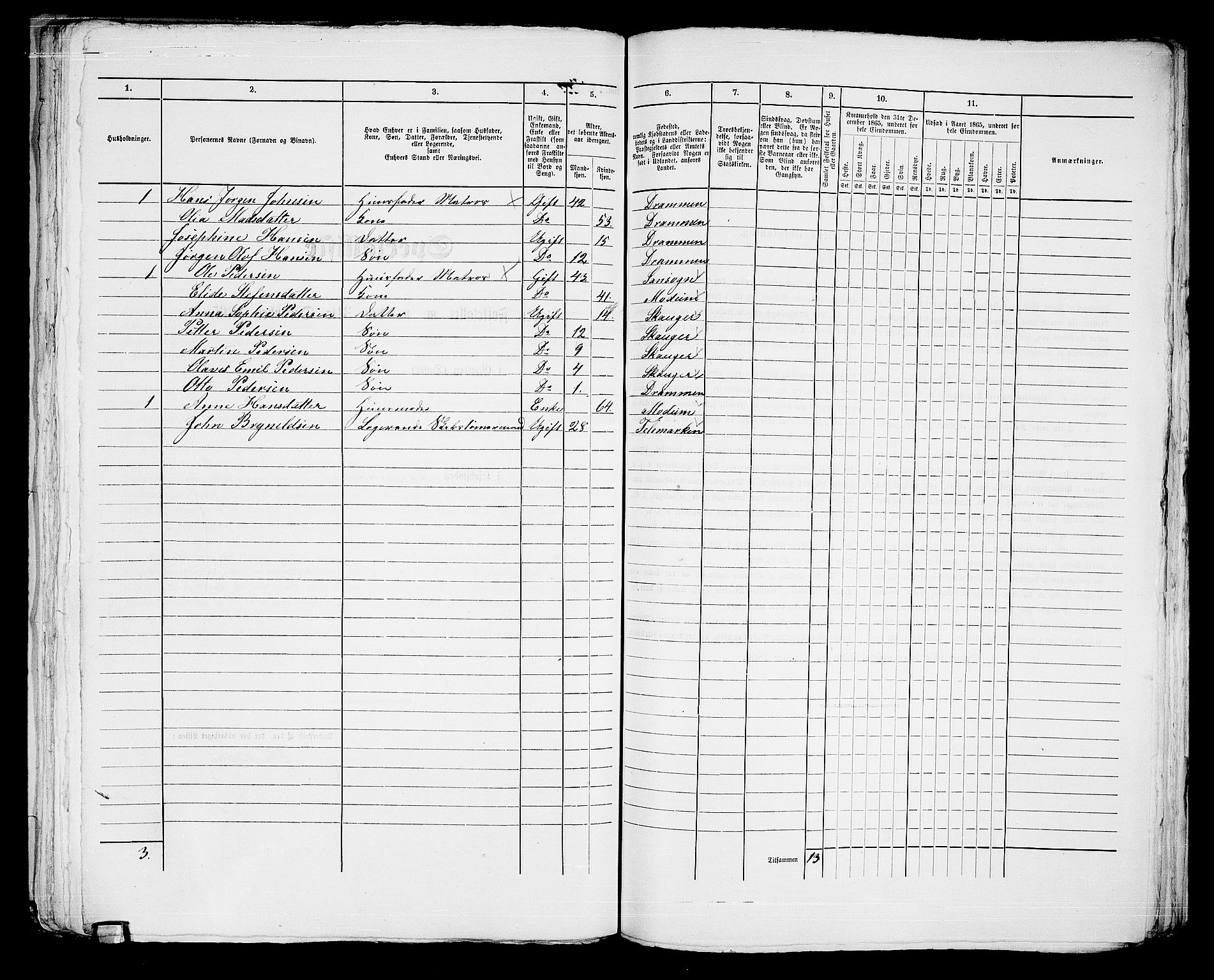 RA, Folketelling 1865 for 0602bP Strømsø prestegjeld i Drammen kjøpstad, 1865, s. 909