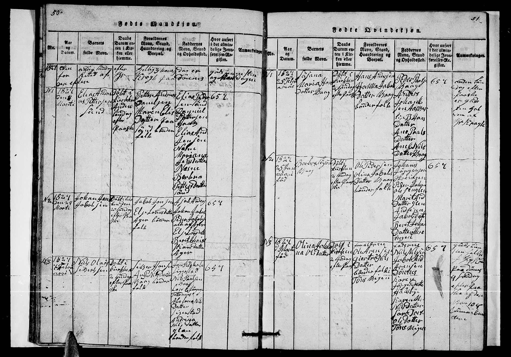 Ministerialprotokoller, klokkerbøker og fødselsregistre - Nordland, AV/SAT-A-1459/835/L0529: Klokkerbok nr. 835C01, 1820-1828, s. 50-51