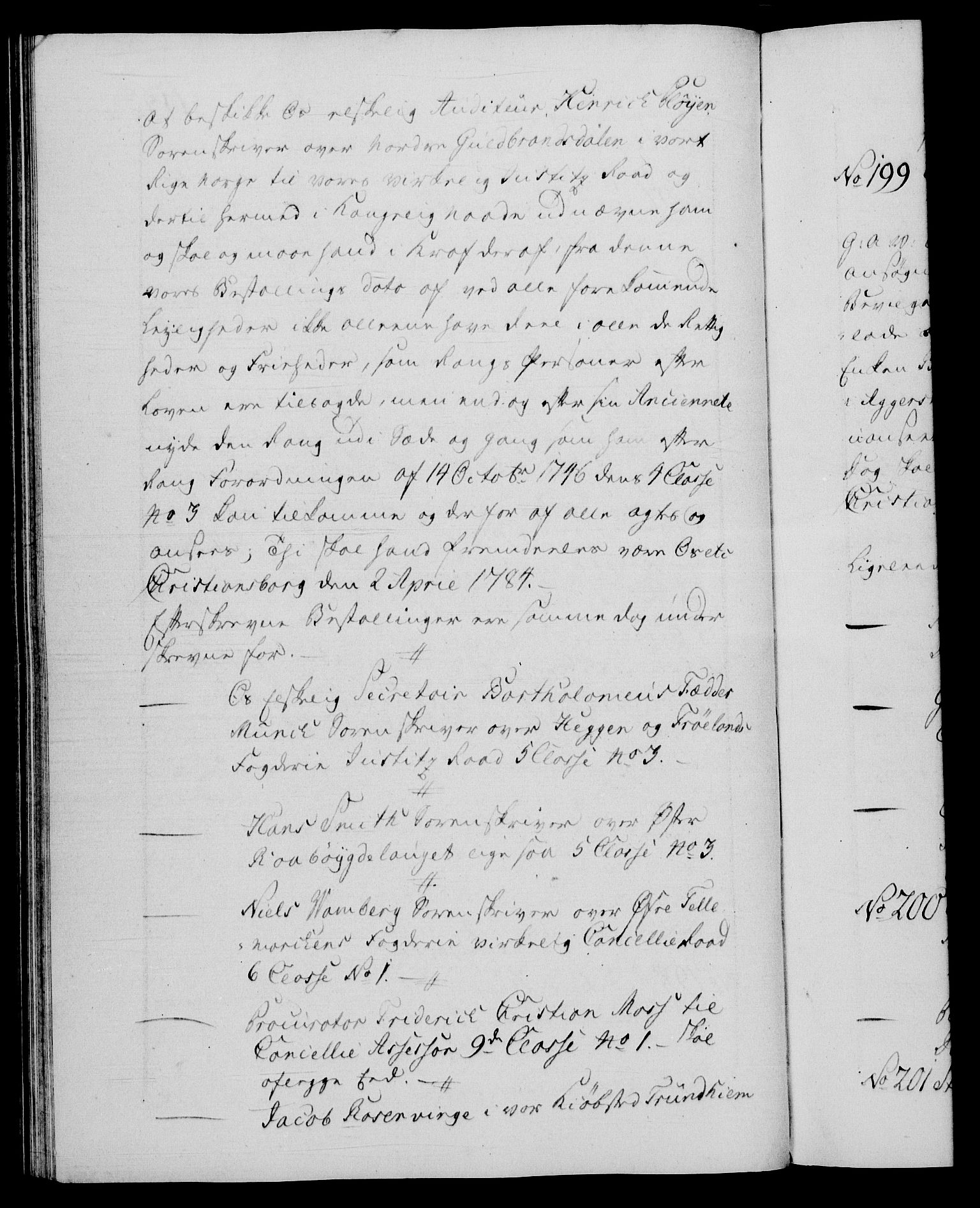 Danske Kanselli 1572-1799, RA/EA-3023/F/Fc/Fca/Fcaa/L0050: Norske registre, 1784-1785, s. 119b