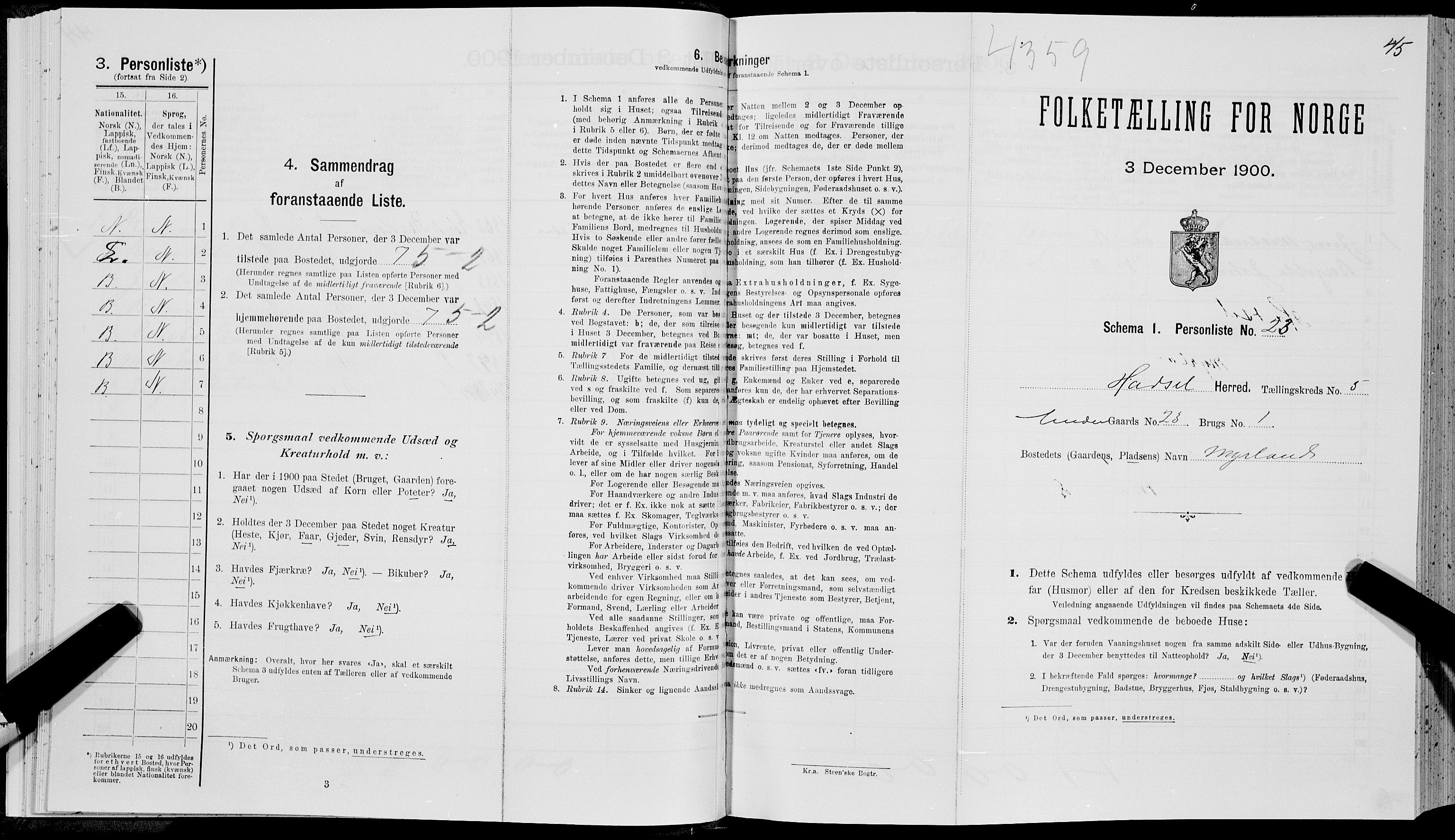 SAT, Folketelling 1900 for 1866 Hadsel herred, 1900, s. 509