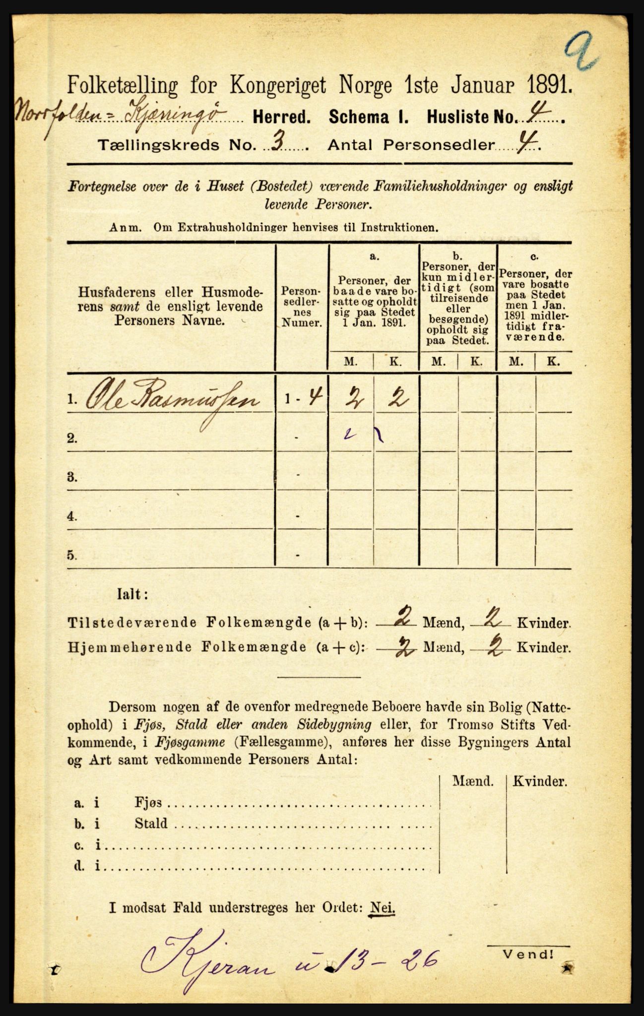 RA, Folketelling 1891 for 1846 Nordfold-Kjerringøy herred, 1891, s. 691