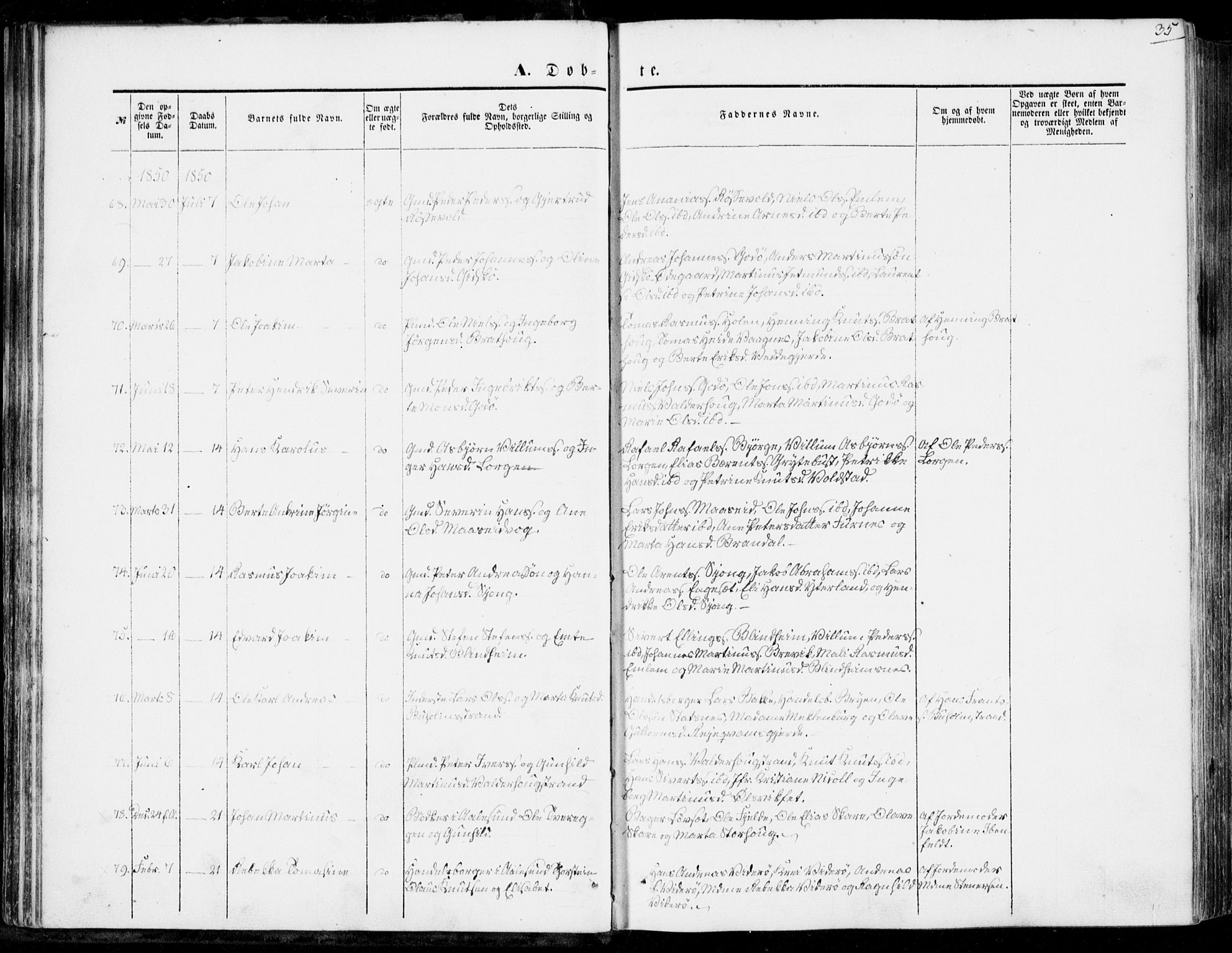 Ministerialprotokoller, klokkerbøker og fødselsregistre - Møre og Romsdal, AV/SAT-A-1454/528/L0397: Ministerialbok nr. 528A08, 1848-1858, s. 35