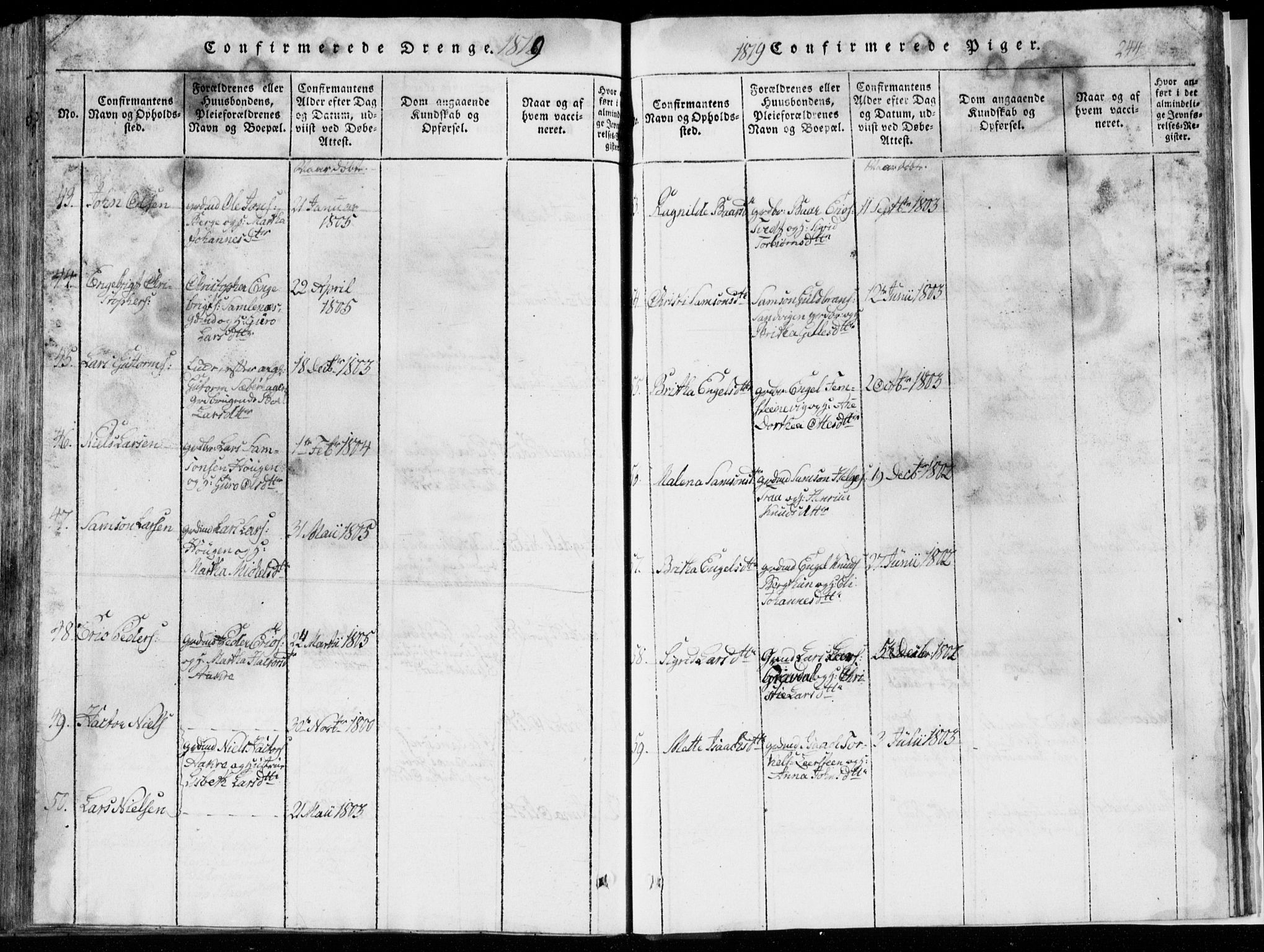 Strandebarm sokneprestembete, AV/SAB-A-78401/H/Hab: Klokkerbok nr. A  1, 1816-1826, s. 244