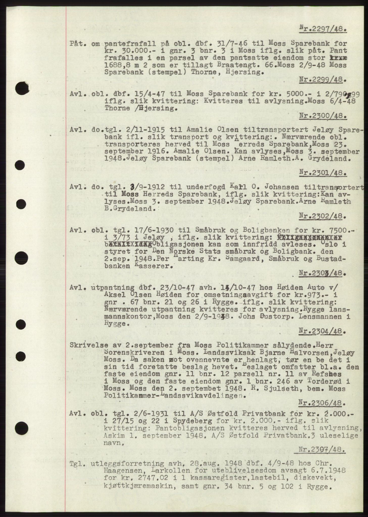 Moss sorenskriveri, SAO/A-10168: Pantebok nr. C10, 1938-1950, Dagboknr: 2297/1948