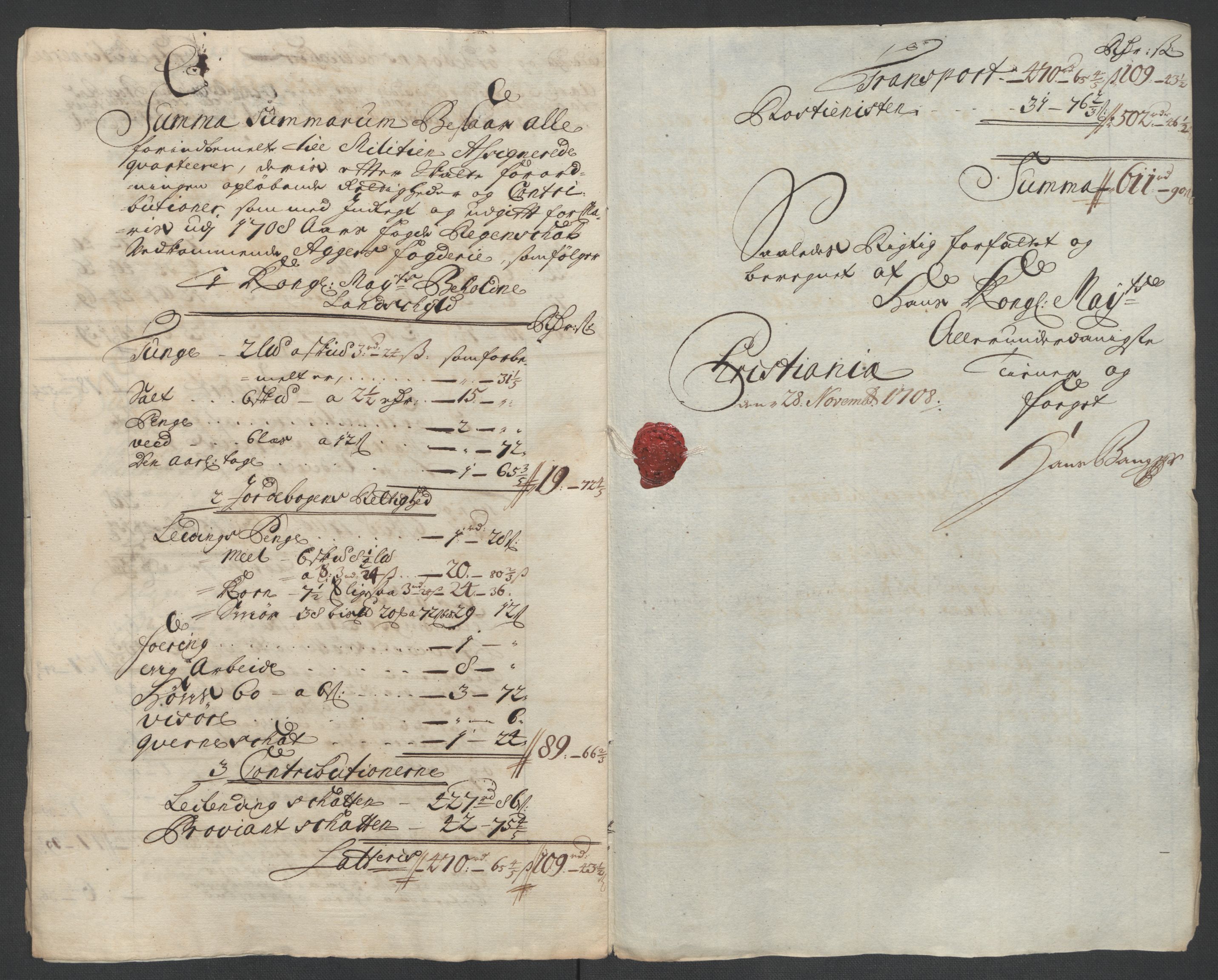 Rentekammeret inntil 1814, Reviderte regnskaper, Fogderegnskap, AV/RA-EA-4092/R10/L0447: Fogderegnskap Aker og Follo, 1707-1709, s. 337