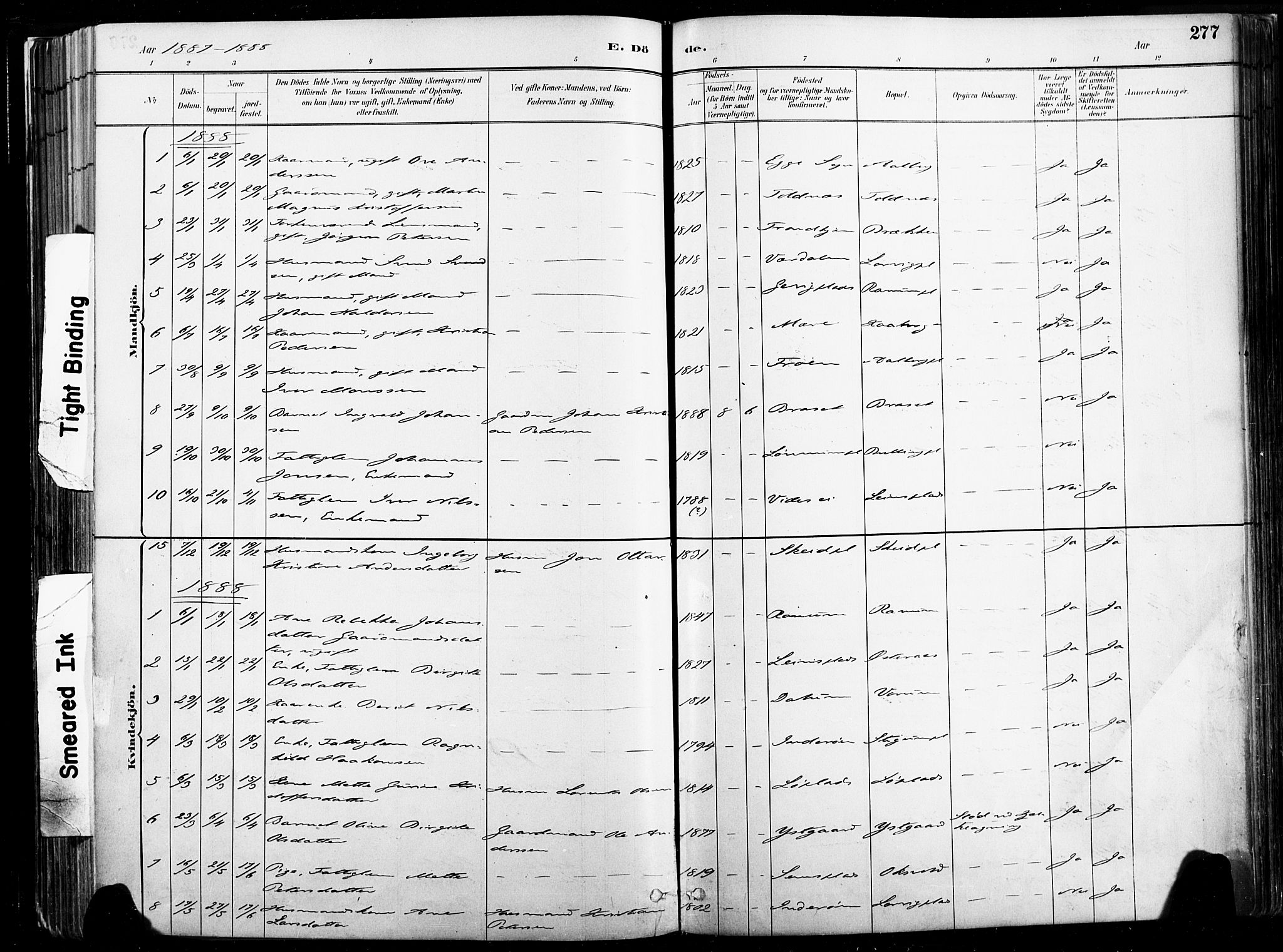 Ministerialprotokoller, klokkerbøker og fødselsregistre - Nord-Trøndelag, SAT/A-1458/735/L0351: Ministerialbok nr. 735A10, 1884-1908, s. 277