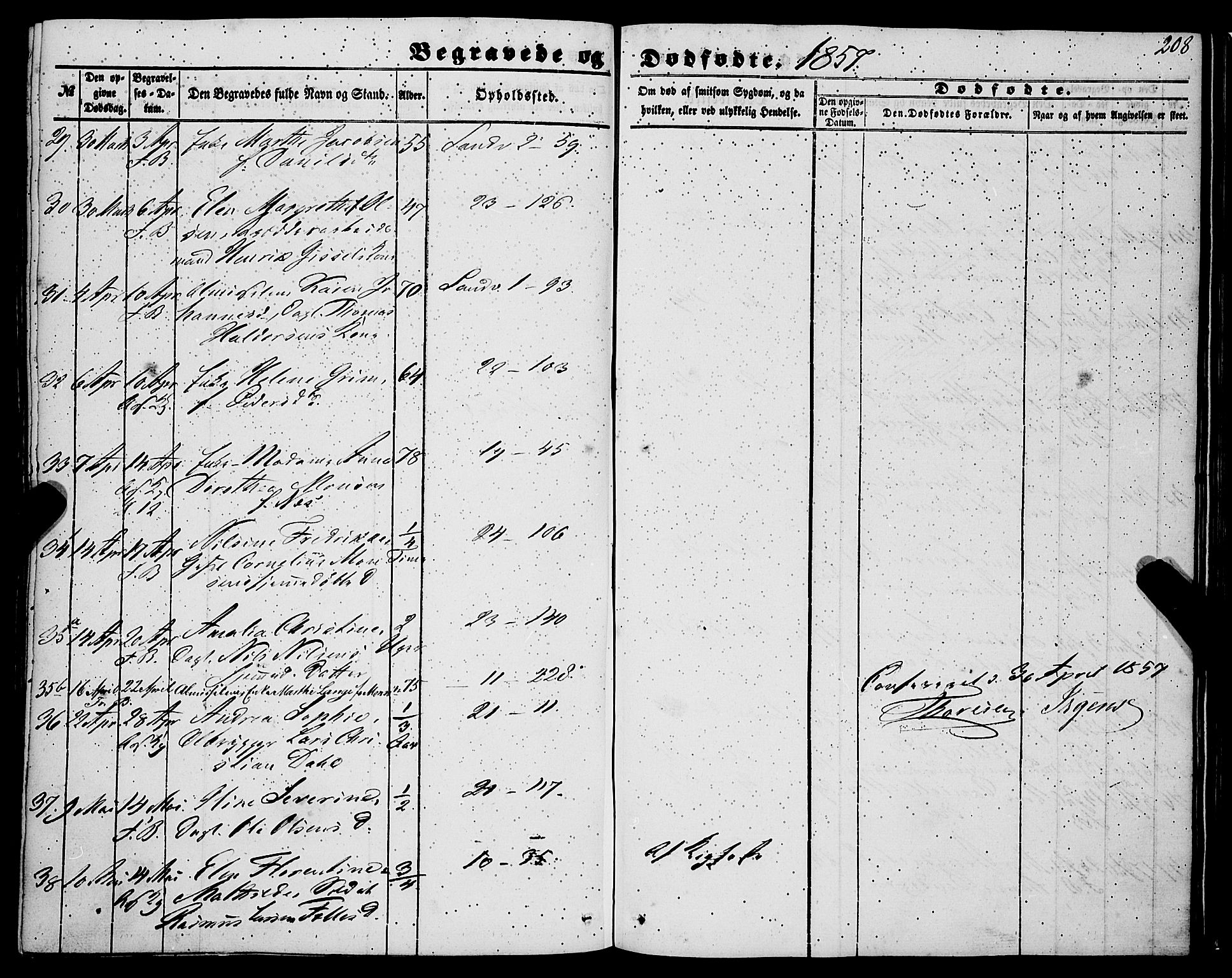 Korskirken sokneprestembete, AV/SAB-A-76101/H/Haa: Ministerialbok nr. E 2, 1848-1862, s. 208