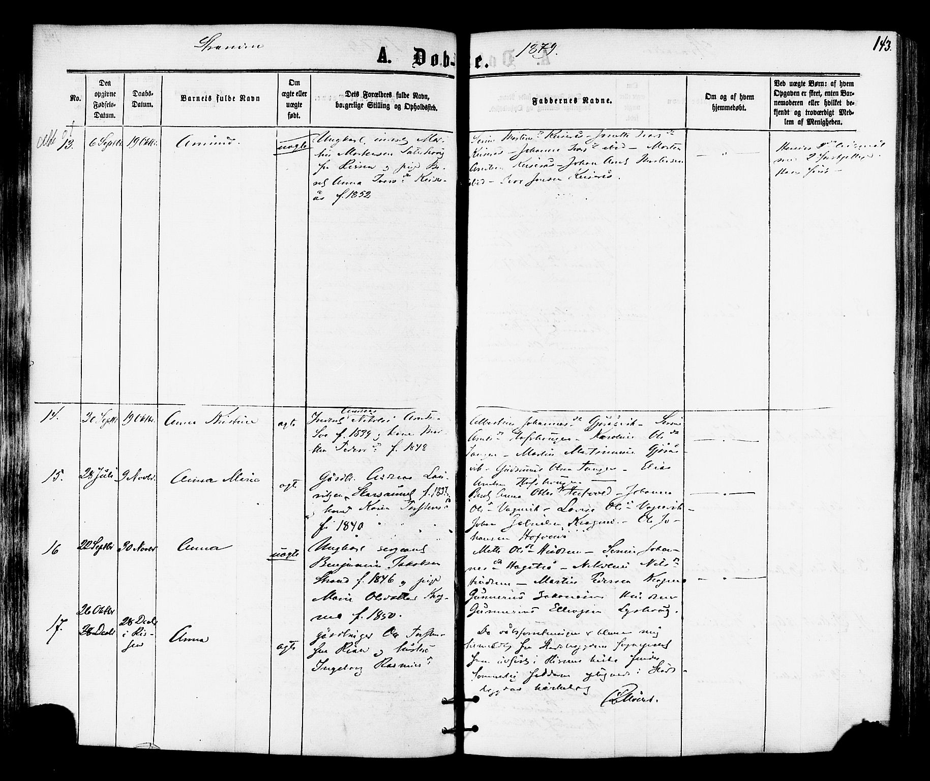 Ministerialprotokoller, klokkerbøker og fødselsregistre - Nord-Trøndelag, SAT/A-1458/701/L0009: Ministerialbok nr. 701A09 /2, 1864-1882, s. 143