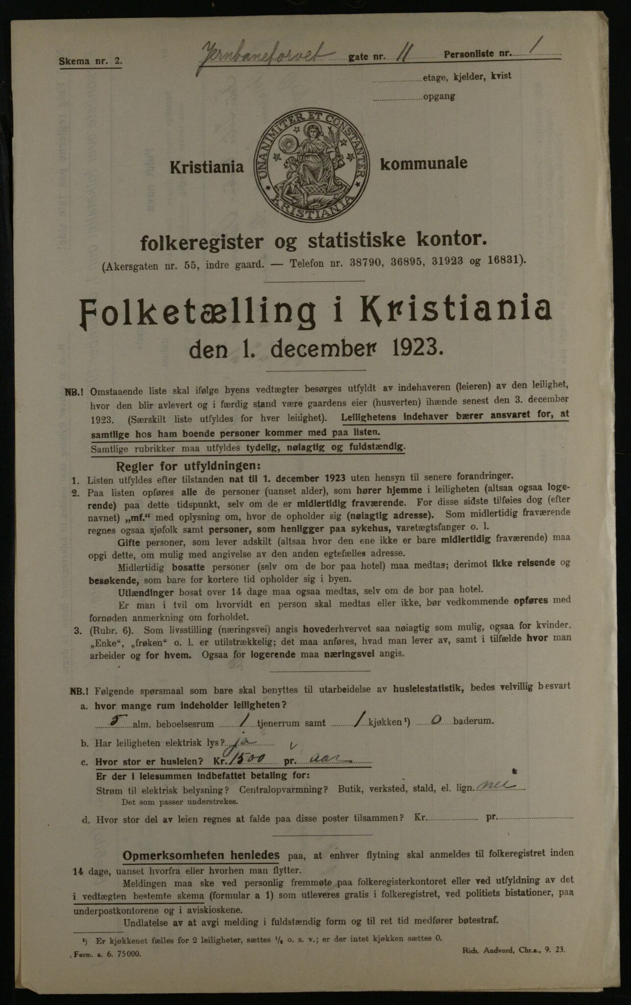 OBA, Kommunal folketelling 1.12.1923 for Kristiania, 1923, s. 52592