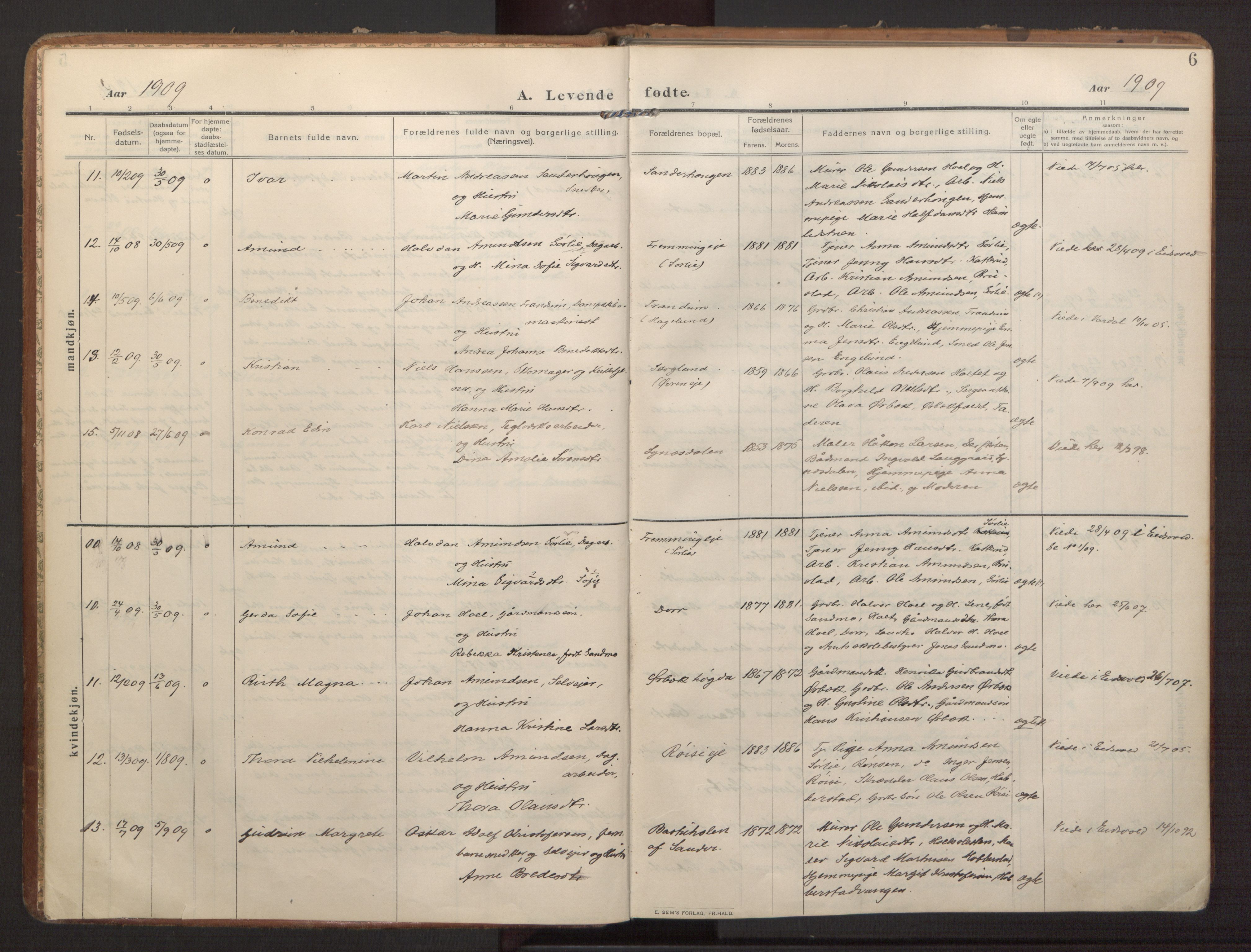 Eidsvoll prestekontor Kirkebøker, AV/SAO-A-10888/F/Fb/L0004: Ministerialbok nr. II 4, 1909-1919, s. 6