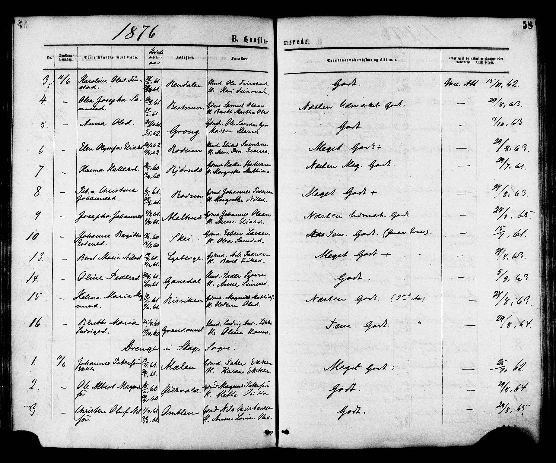 Ministerialprotokoller, klokkerbøker og fødselsregistre - Nord-Trøndelag, SAT/A-1458/764/L0553: Ministerialbok nr. 764A08, 1858-1880, s. 58