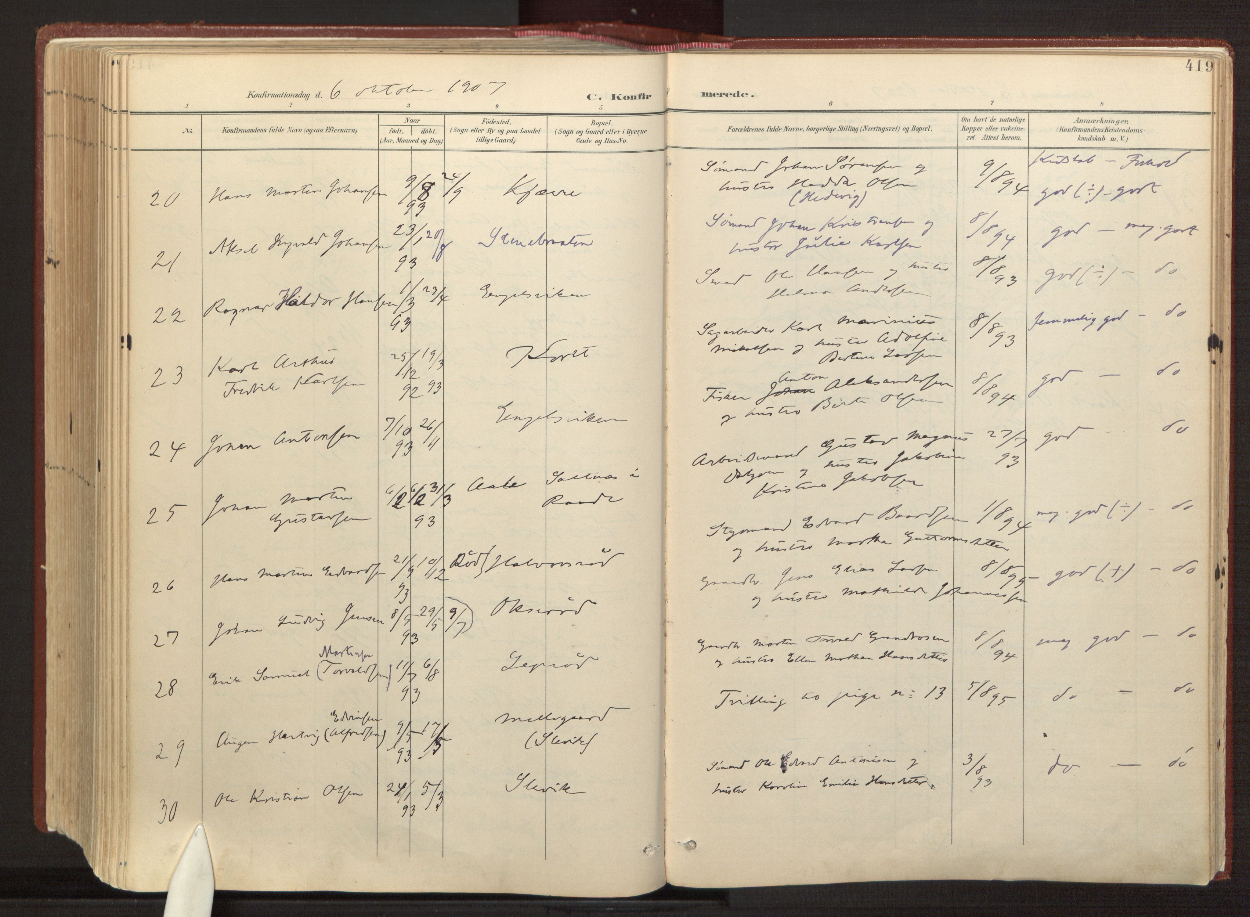 Onsøy prestekontor Kirkebøker, AV/SAO-A-10914/F/Fa/L0008: Ministerialbok nr. I 8, 1899-1923, s. 419