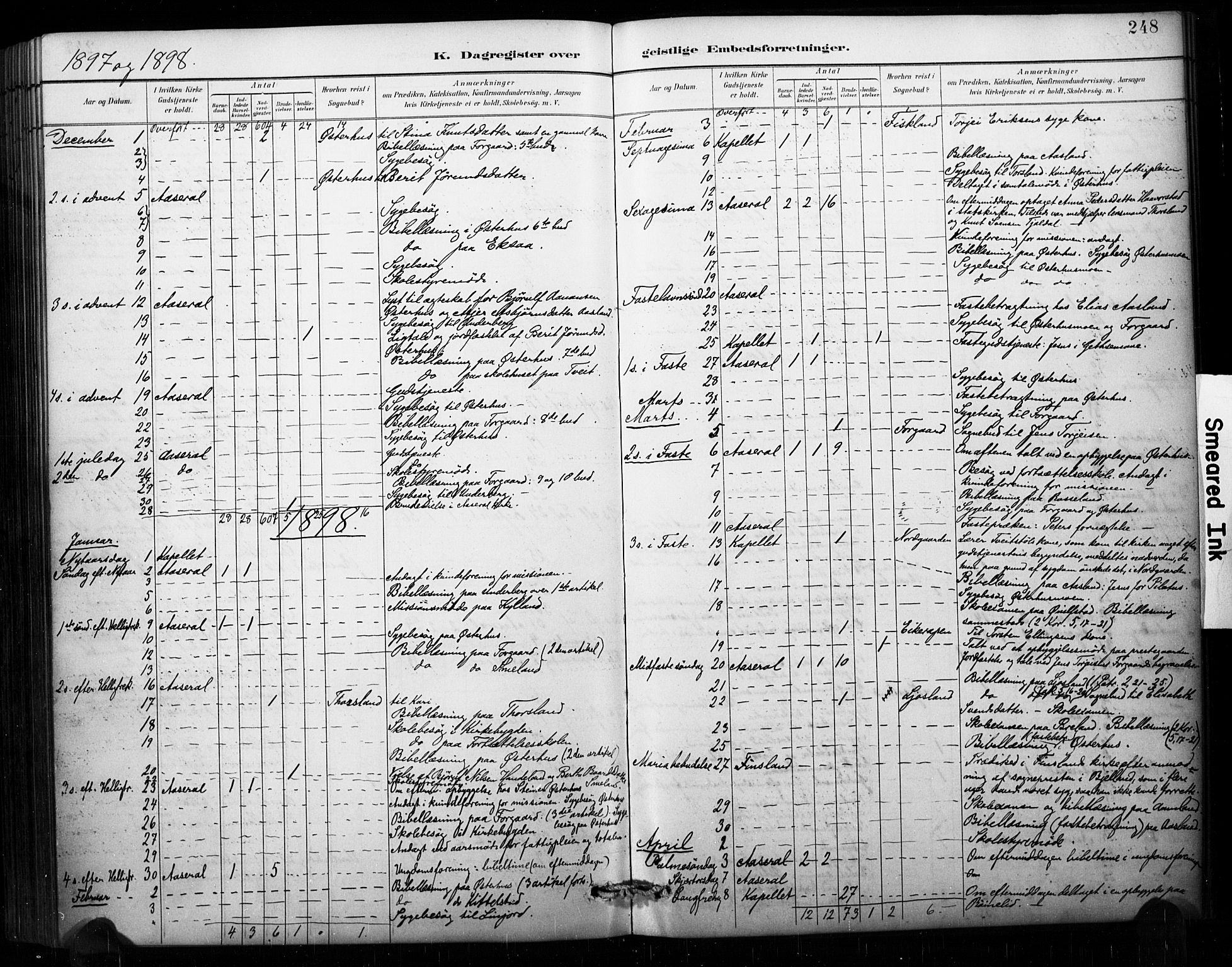 Åseral sokneprestkontor, AV/SAK-1111-0051/F/Fa/L0003: Ministerialbok nr. A 3, 1884-1901, s. 248