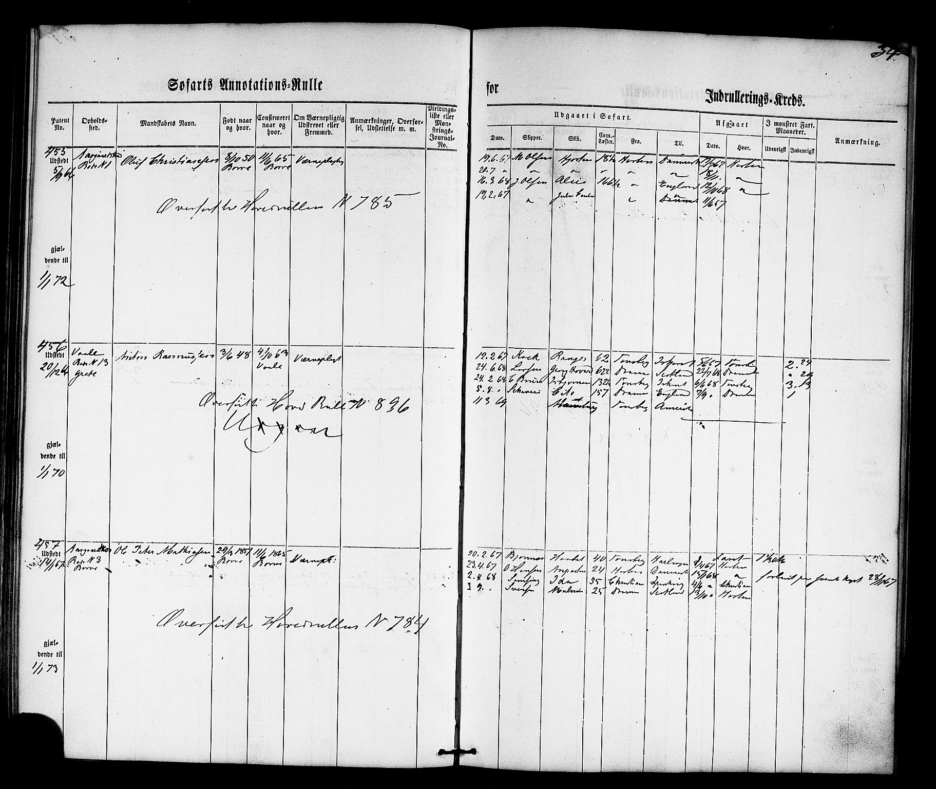 Horten innrulleringskontor, AV/SAKO-A-785/F/Fb/L0001: Annotasjonsrulle, 1864-1868, s. 49