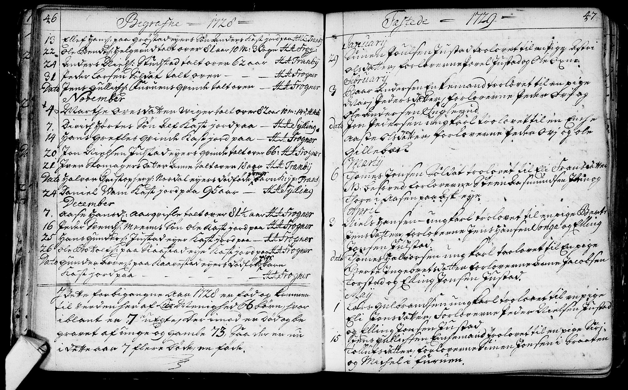 Lier kirkebøker, SAKO/A-230/F/Fa/L0003: Ministerialbok nr. I 3, 1727-1748, s. 46-47
