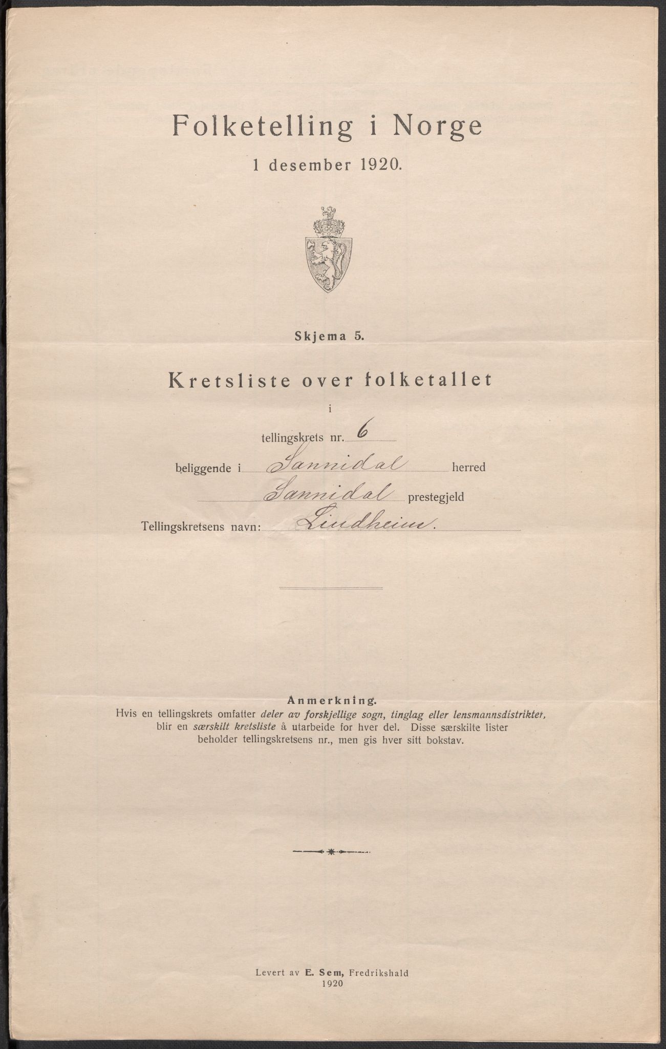 SAKO, Folketelling 1920 for 0816 Sannidal herred, 1920, s. 21