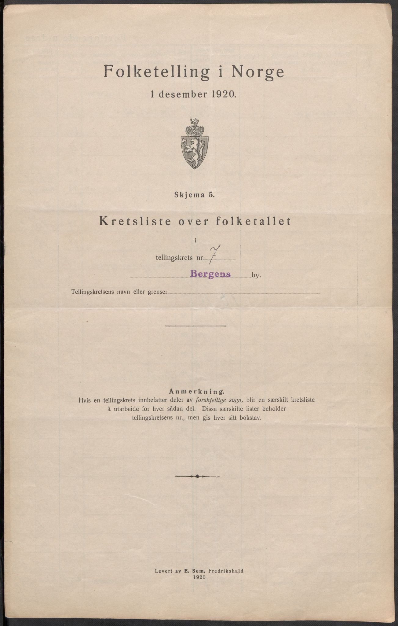 SAB, Folketelling 1920 for 1301 Bergen kjøpstad, 1920, s. 31