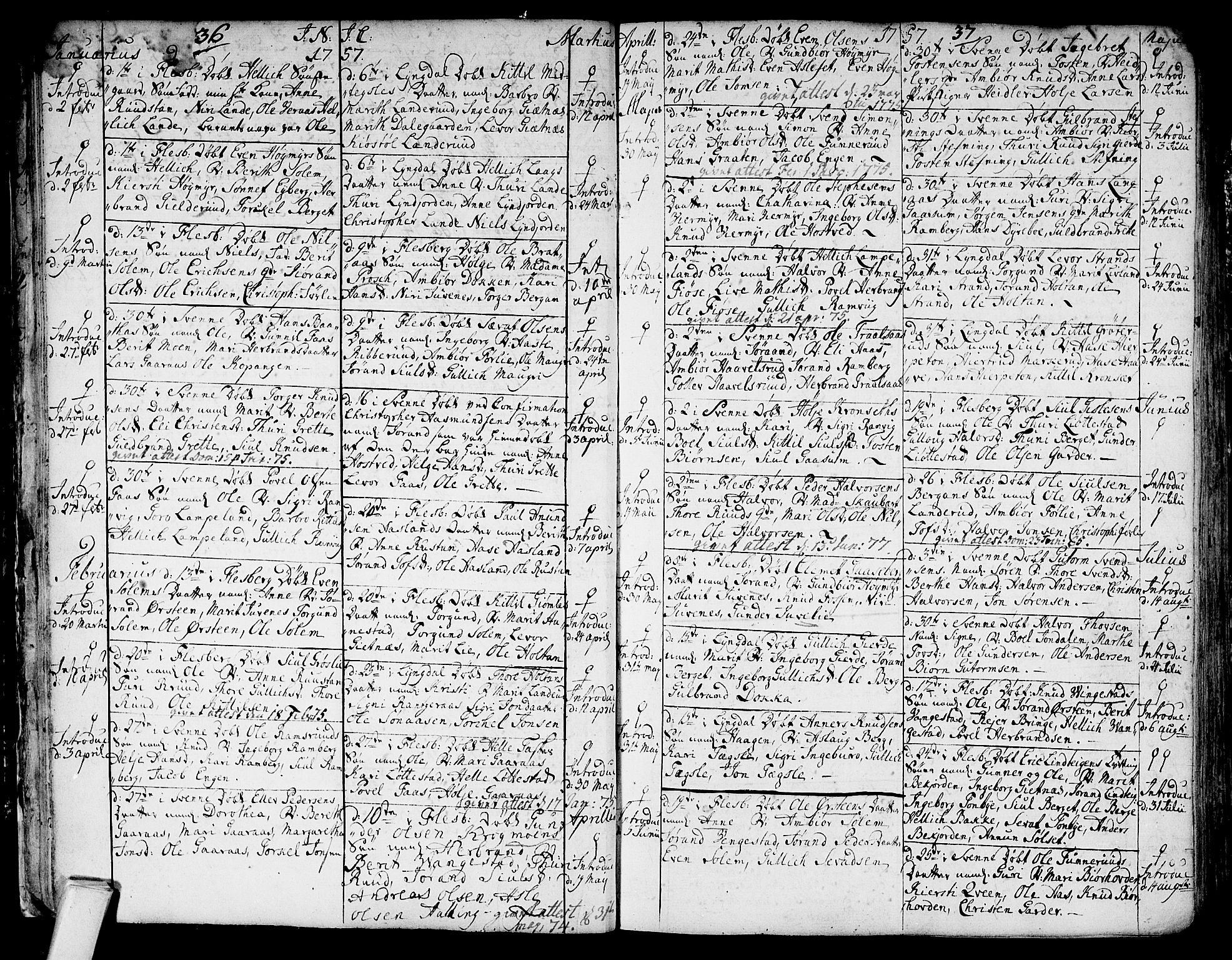 Flesberg kirkebøker, AV/SAKO-A-18/F/Fa/L0003: Ministerialbok nr. I 3, 1748-1790, s. 36-37
