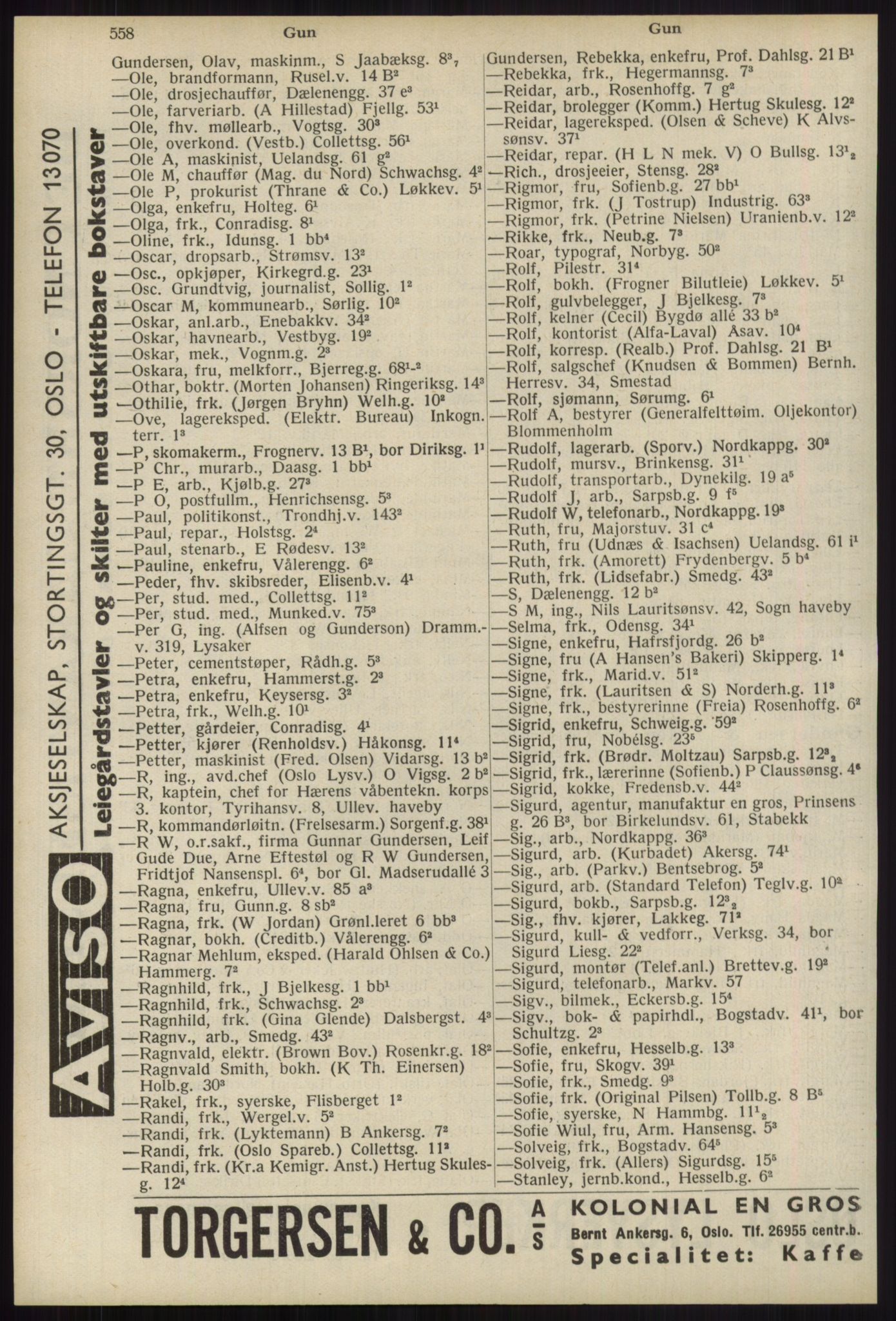 Kristiania/Oslo adressebok, PUBL/-, 1939, s. 558