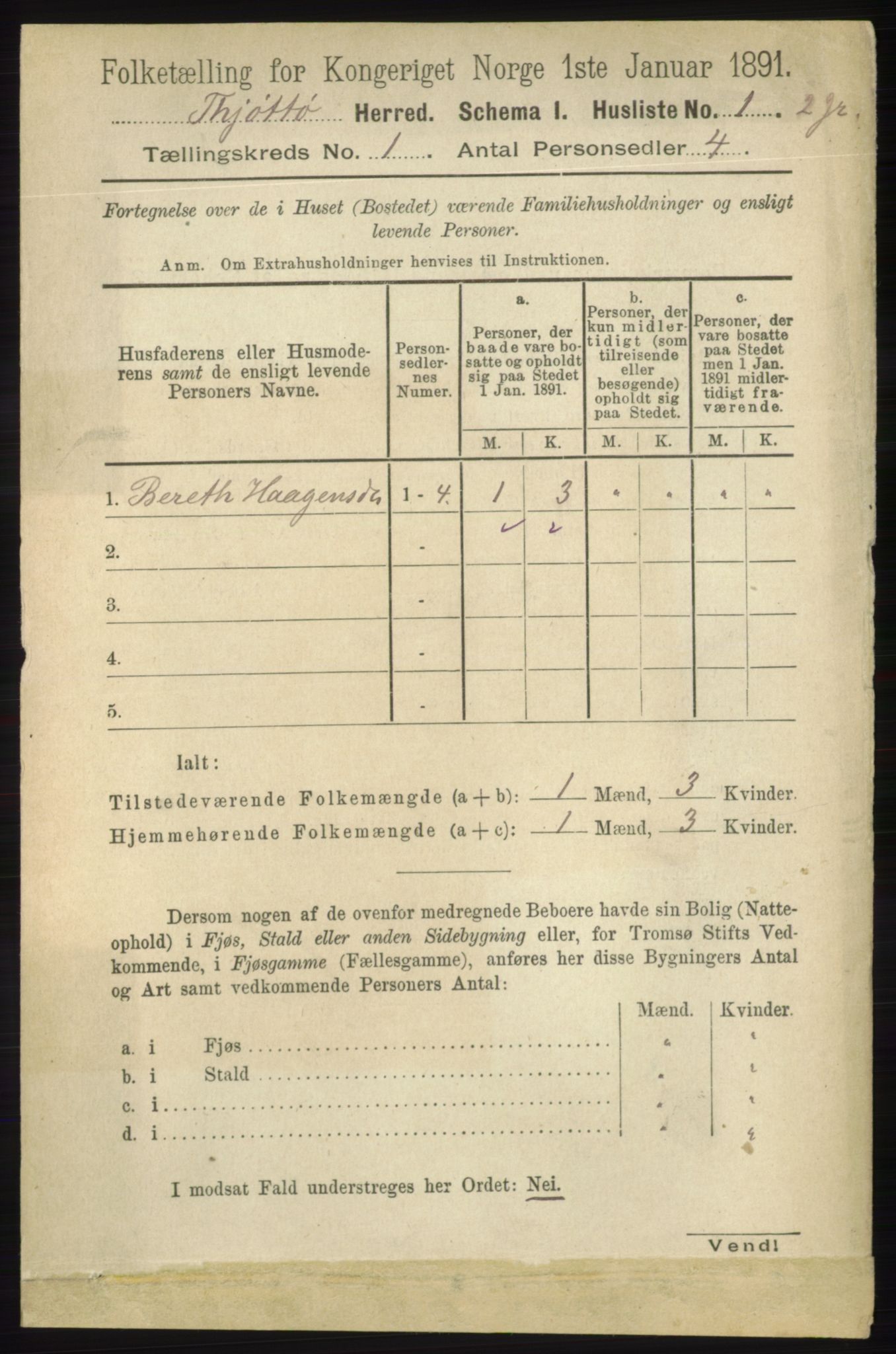 RA, Folketelling 1891 for 1817 Tjøtta herred, 1891, s. 23