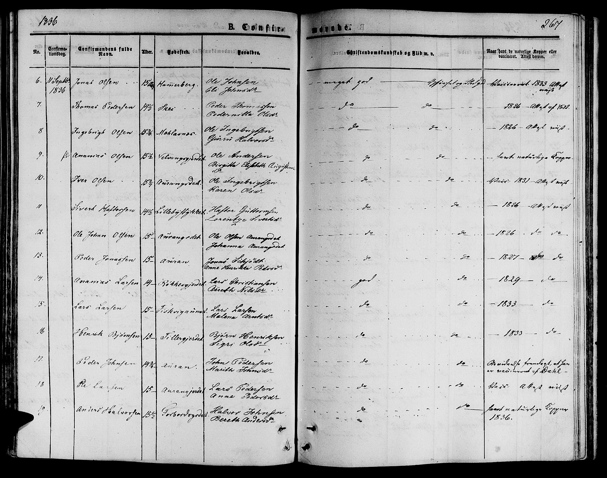 Ministerialprotokoller, klokkerbøker og fødselsregistre - Nord-Trøndelag, AV/SAT-A-1458/709/L0071: Ministerialbok nr. 709A11, 1833-1844, s. 267