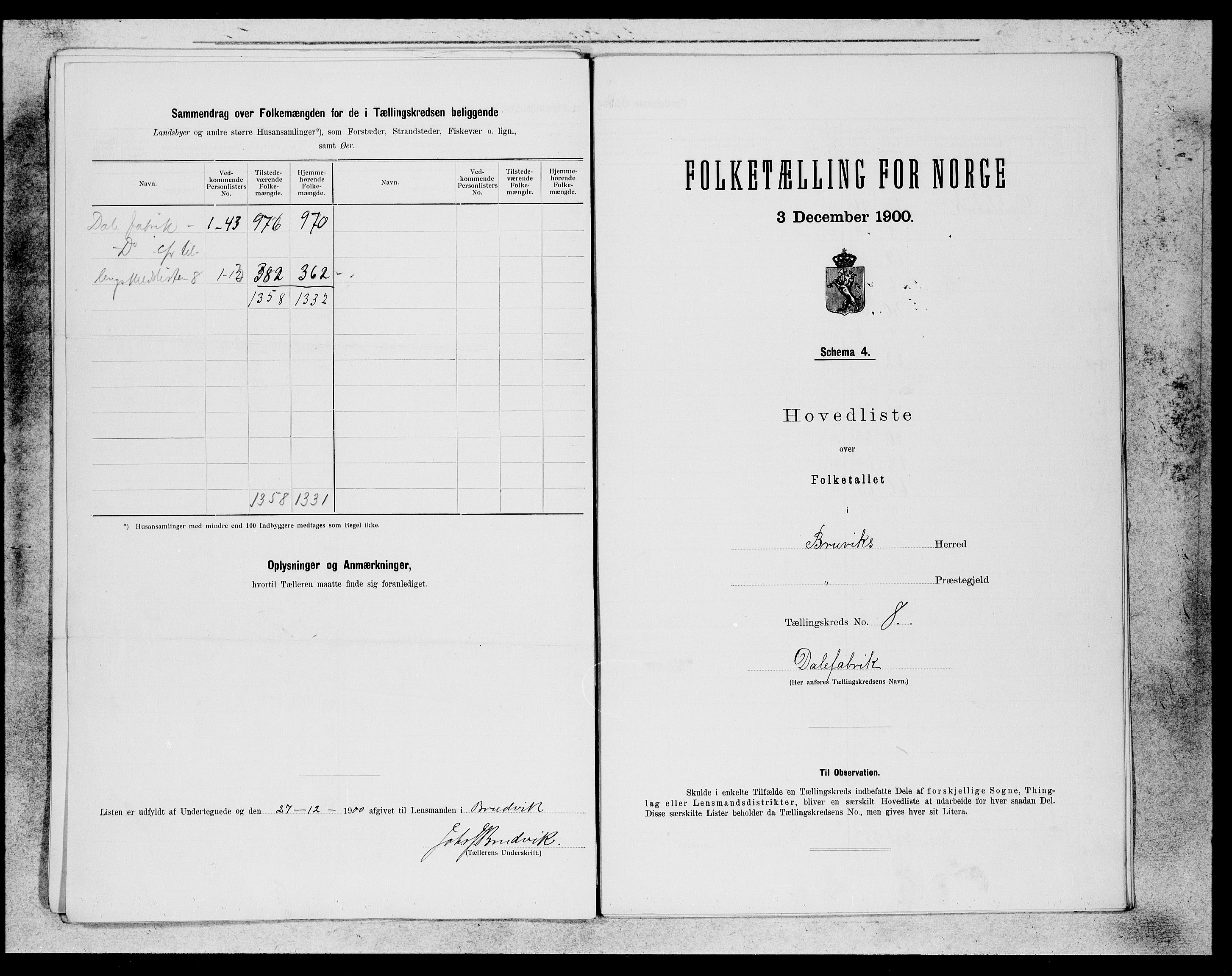 SAB, Folketelling 1900 for 1251 Bruvik herred, 1900, s. 15