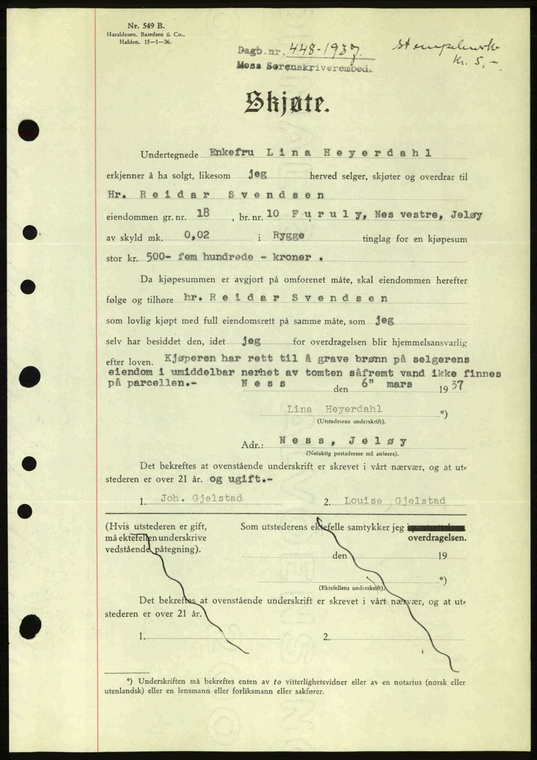 Moss sorenskriveri, SAO/A-10168: Pantebok nr. A2, 1936-1937, Dagboknr: 448/1936