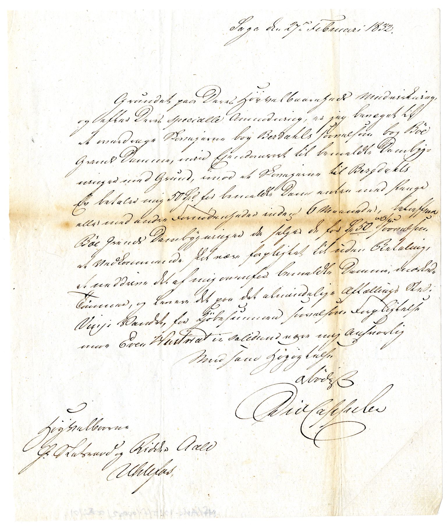 Diderik Maria Aalls brevsamling, NF/Ark-1023/F/L0002: D.M. Aalls brevsamling. B - C, 1799-1889, s. 257