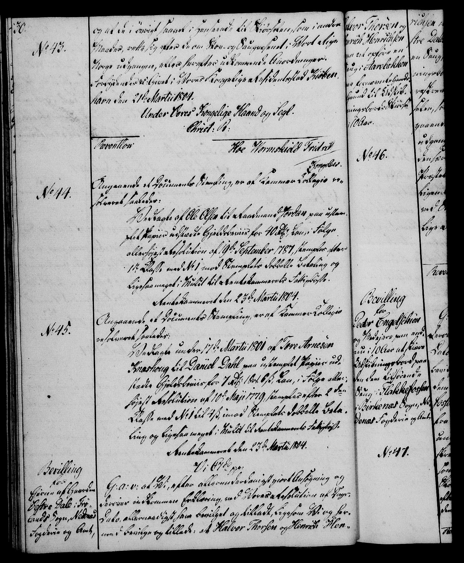 Rentekammeret, Kammerkanselliet, AV/RA-EA-3111/G/Gg/Gga/L0018: Norsk ekspedisjonsprotokoll med register (merket RK 53.18), 1804-1806, s. 30