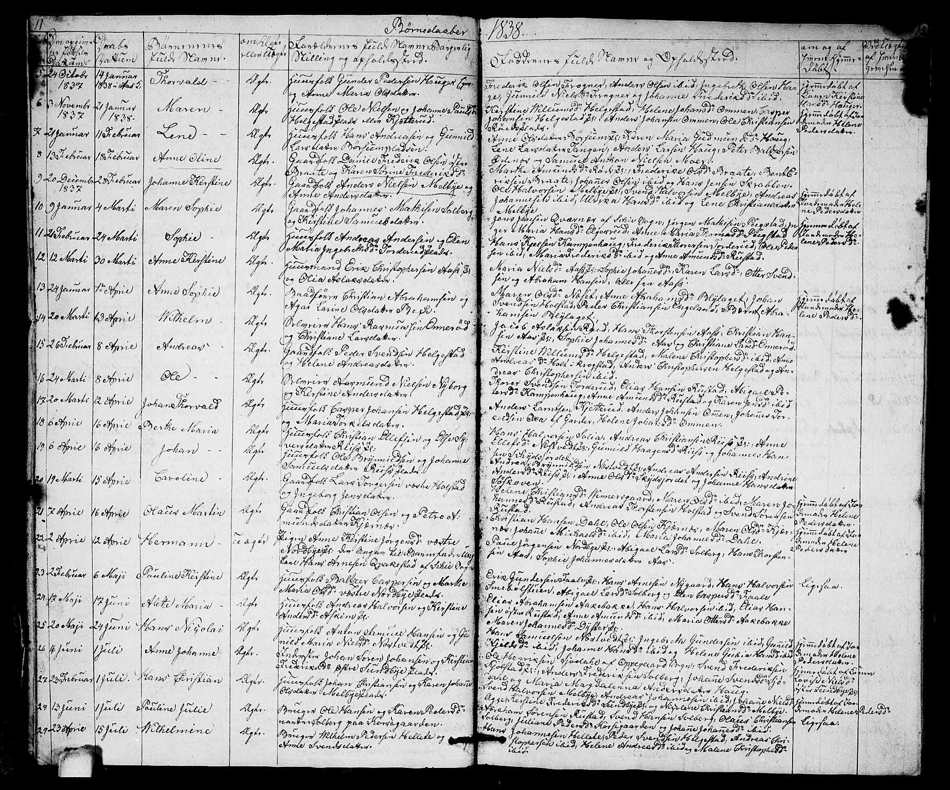 Ås prestekontor Kirkebøker, AV/SAO-A-10894/G/Ga/L0003: Klokkerbok nr. I 3, 1836-1843, s. 11-12