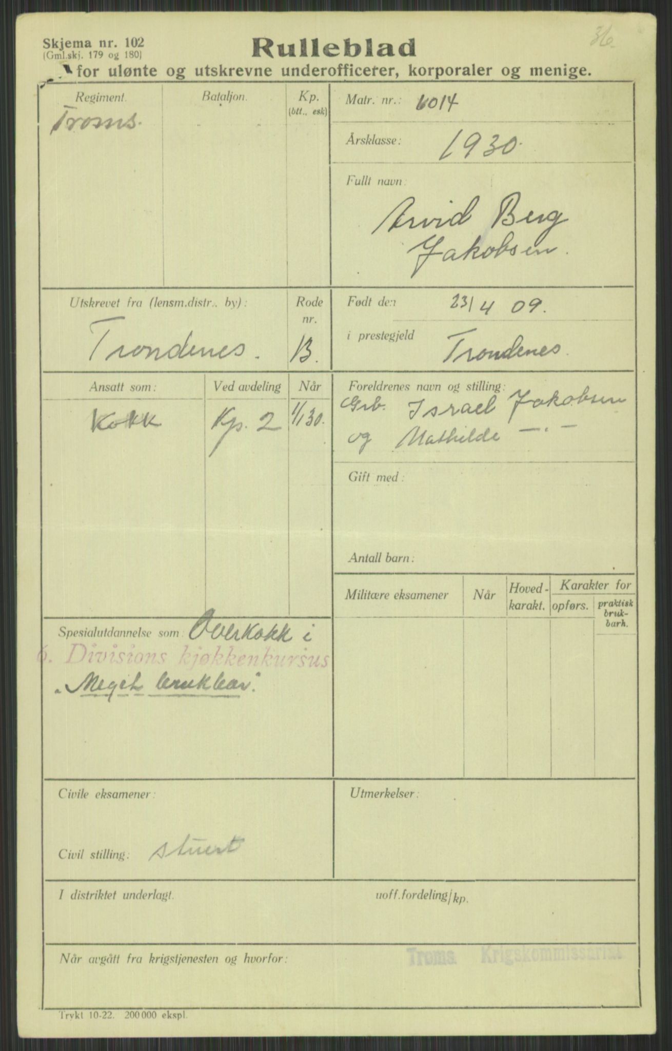 Forsvaret, Troms infanteriregiment nr. 16, AV/RA-RAFA-3146/P/Pa/L0014: Rulleblad for regimentets menige mannskaper, årsklasse 1930, 1930, s. 361