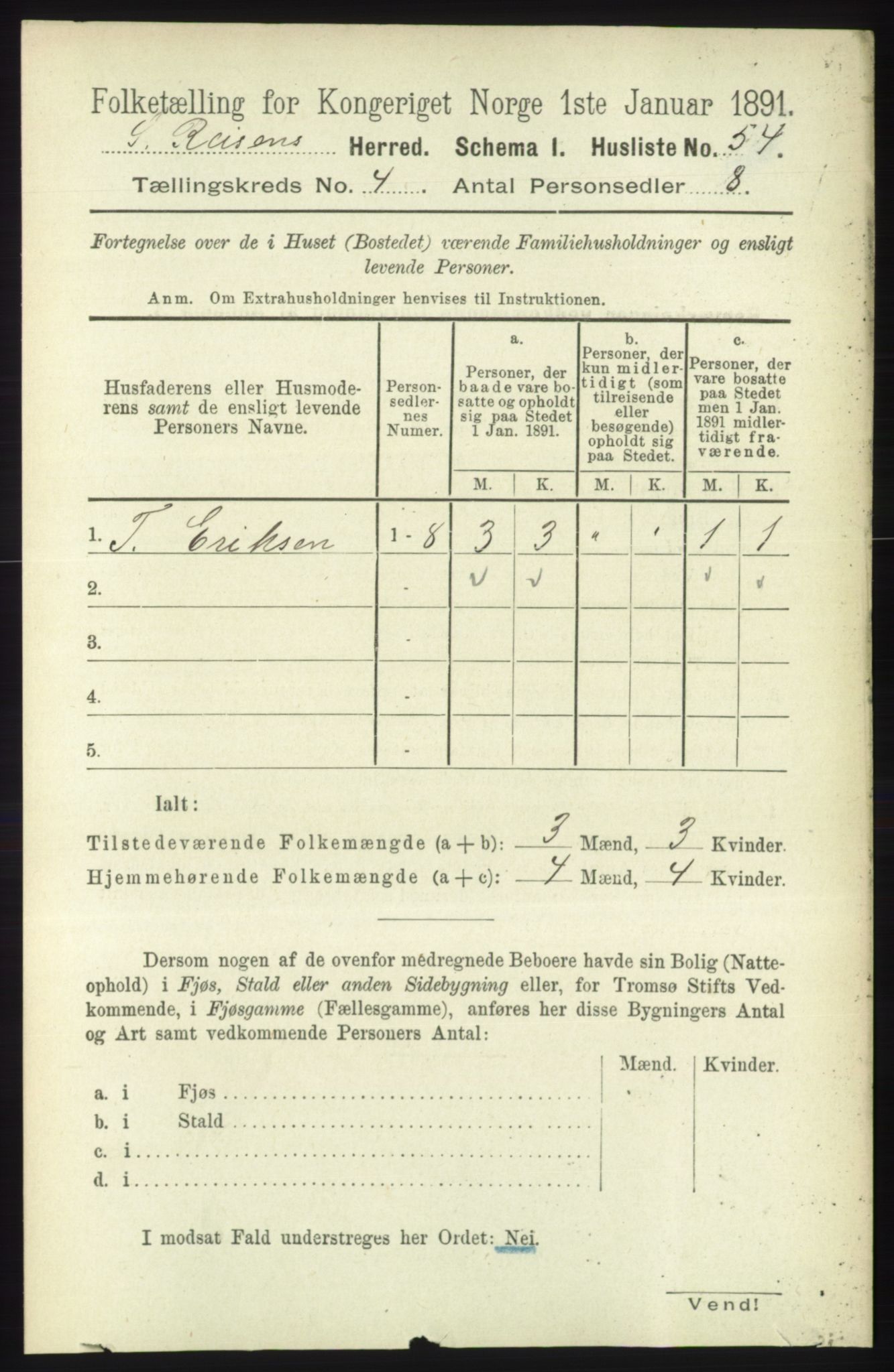 RA, Folketelling 1891 for 1925 Sørreisa herred, 1891, s. 1064